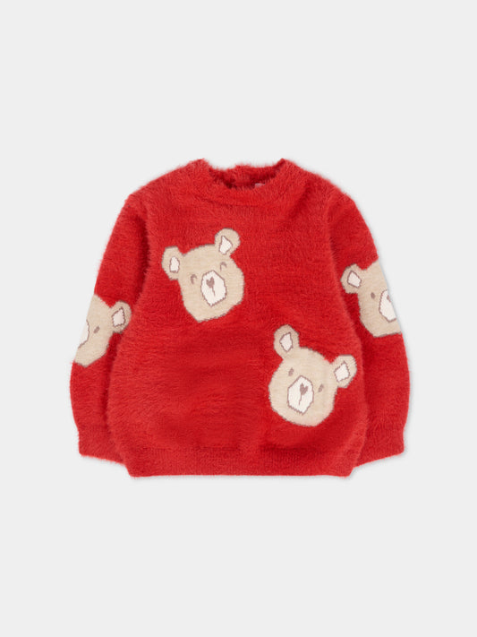 Maglione rosso per neonata con orsetti,Mayoral,2356 059