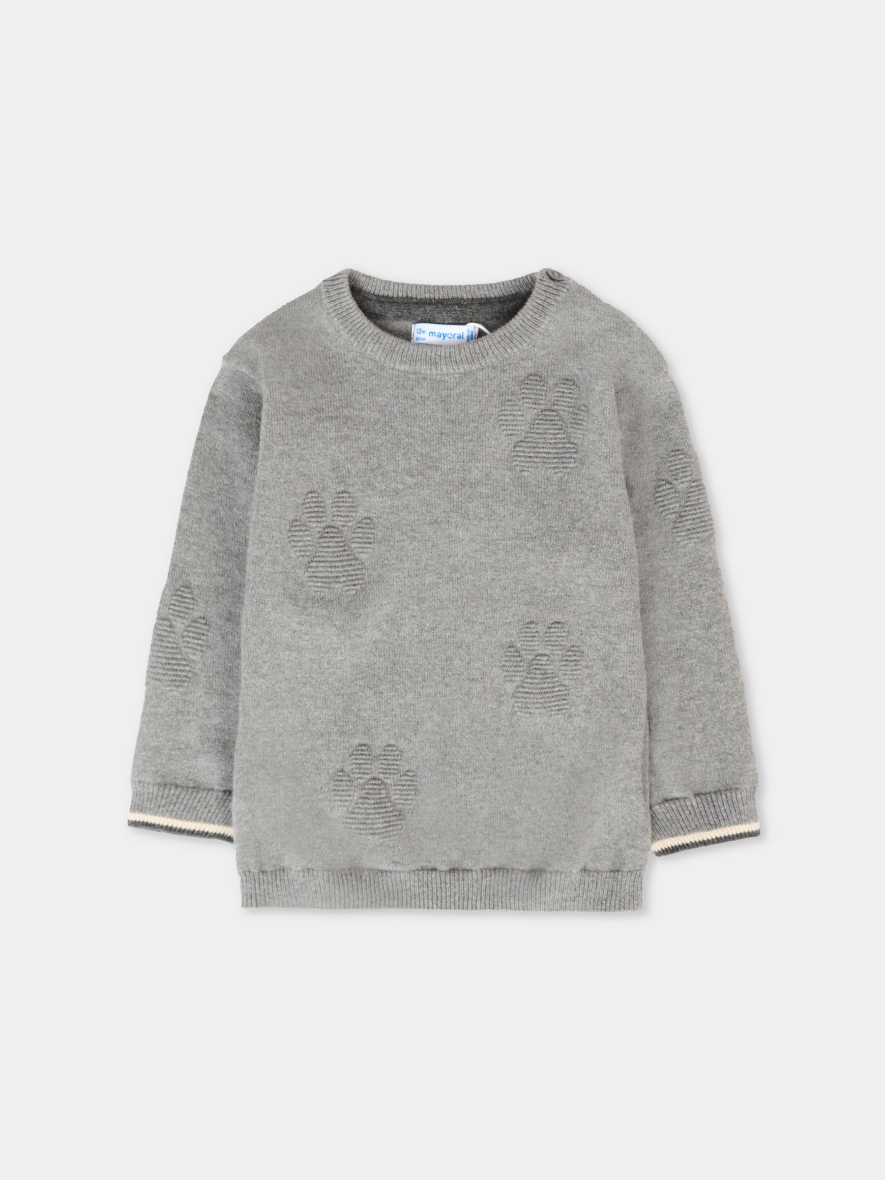 Maglione grigio per neonato con ricamo,Mayoral,2347 071