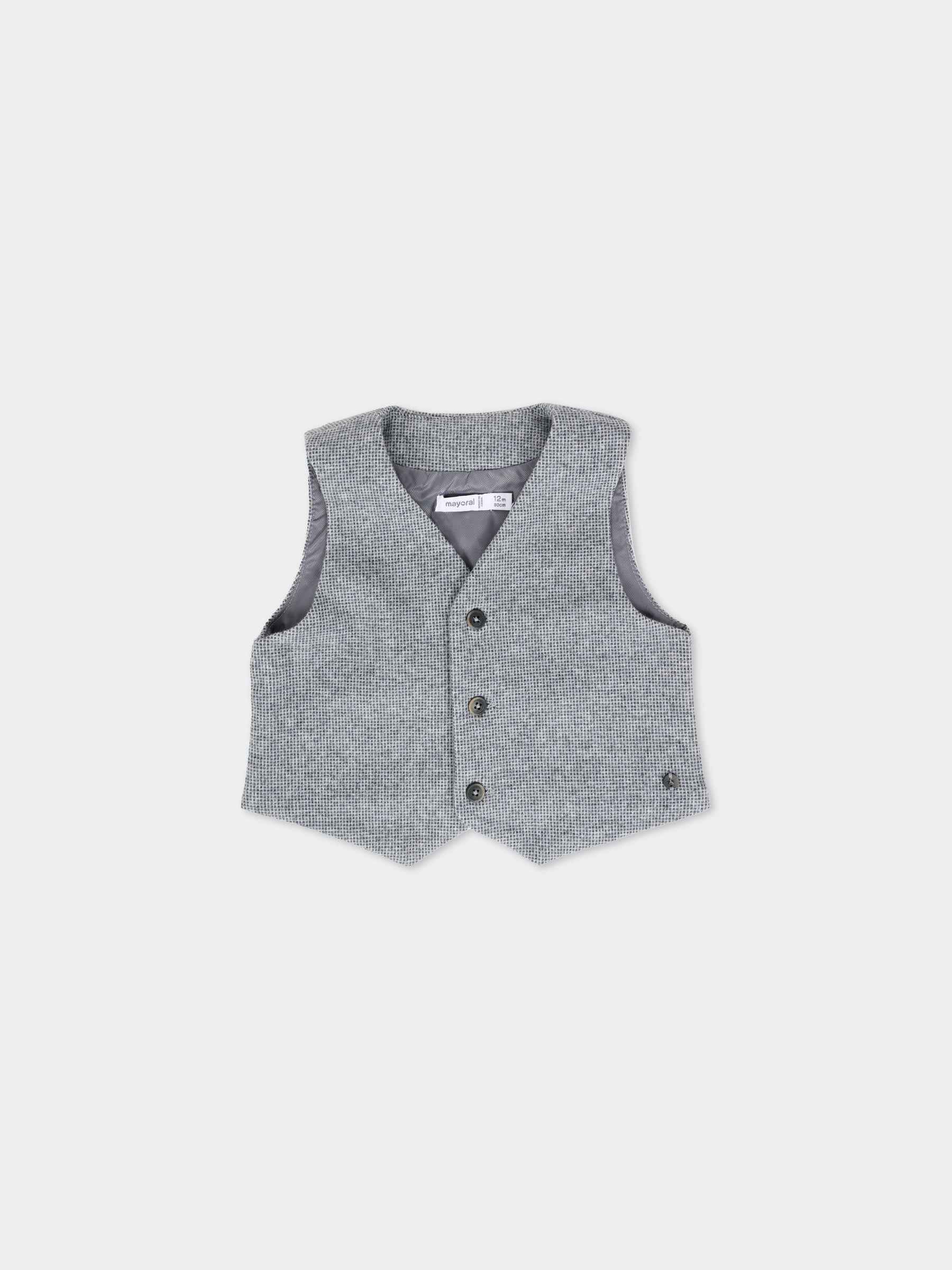 Panciotto grigio per neonato con logo,Mayoral,2349 014