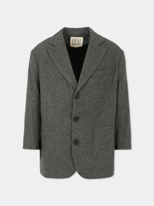 Giacca grigia per bambina con logo bianco,Douuod Kids,DX2P14 I0296 808