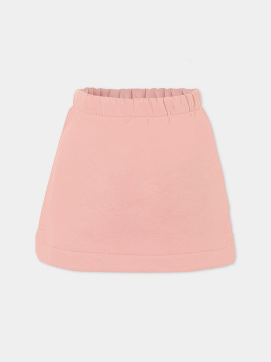 Gonna rosa per bambina con patch logato,Douuod Kids,DX7A61 Z2502 50R