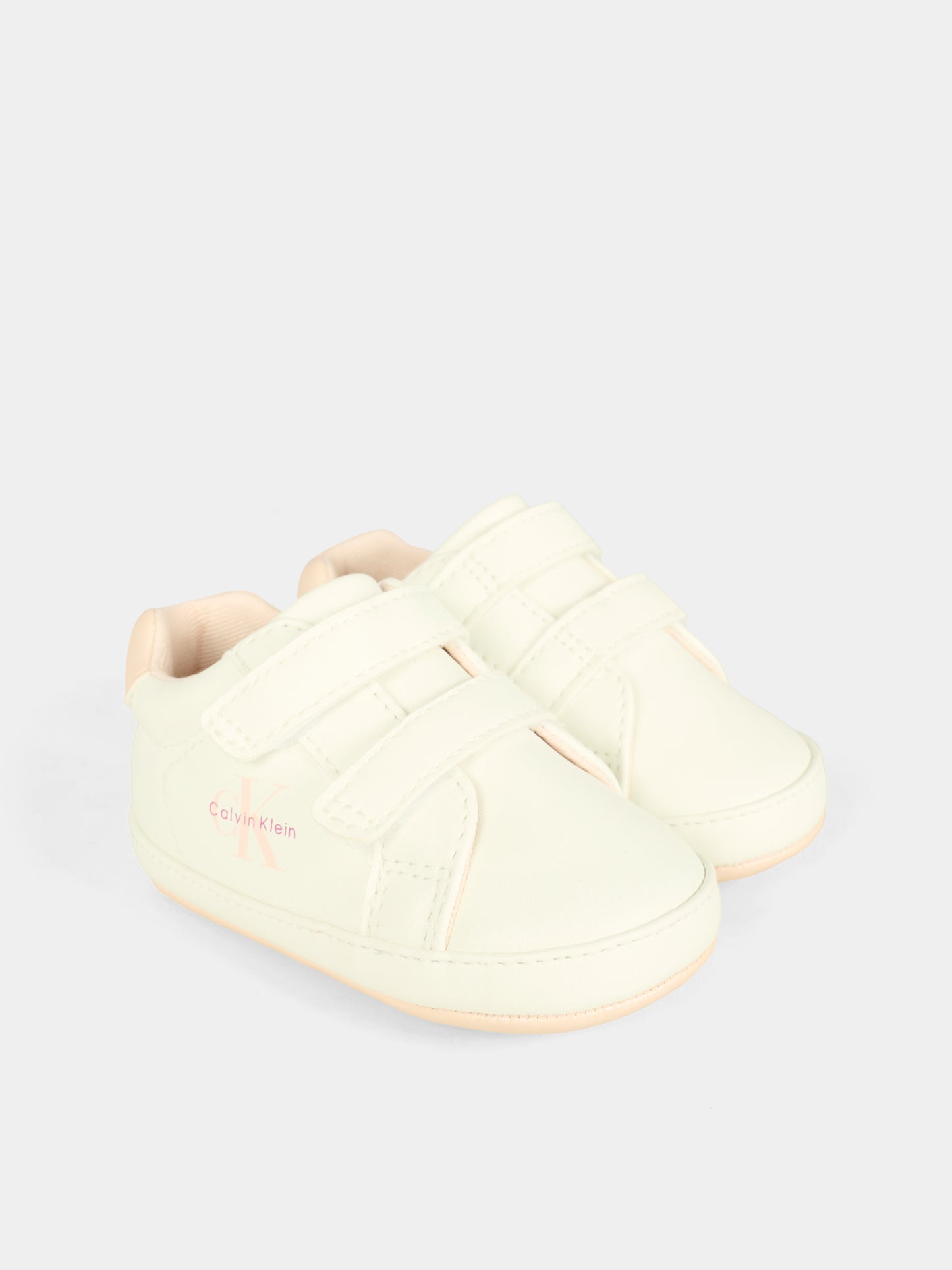 Sneakers bianche per neonata con logo,Calvin Klein Kids,V0A9 83080 1582A704