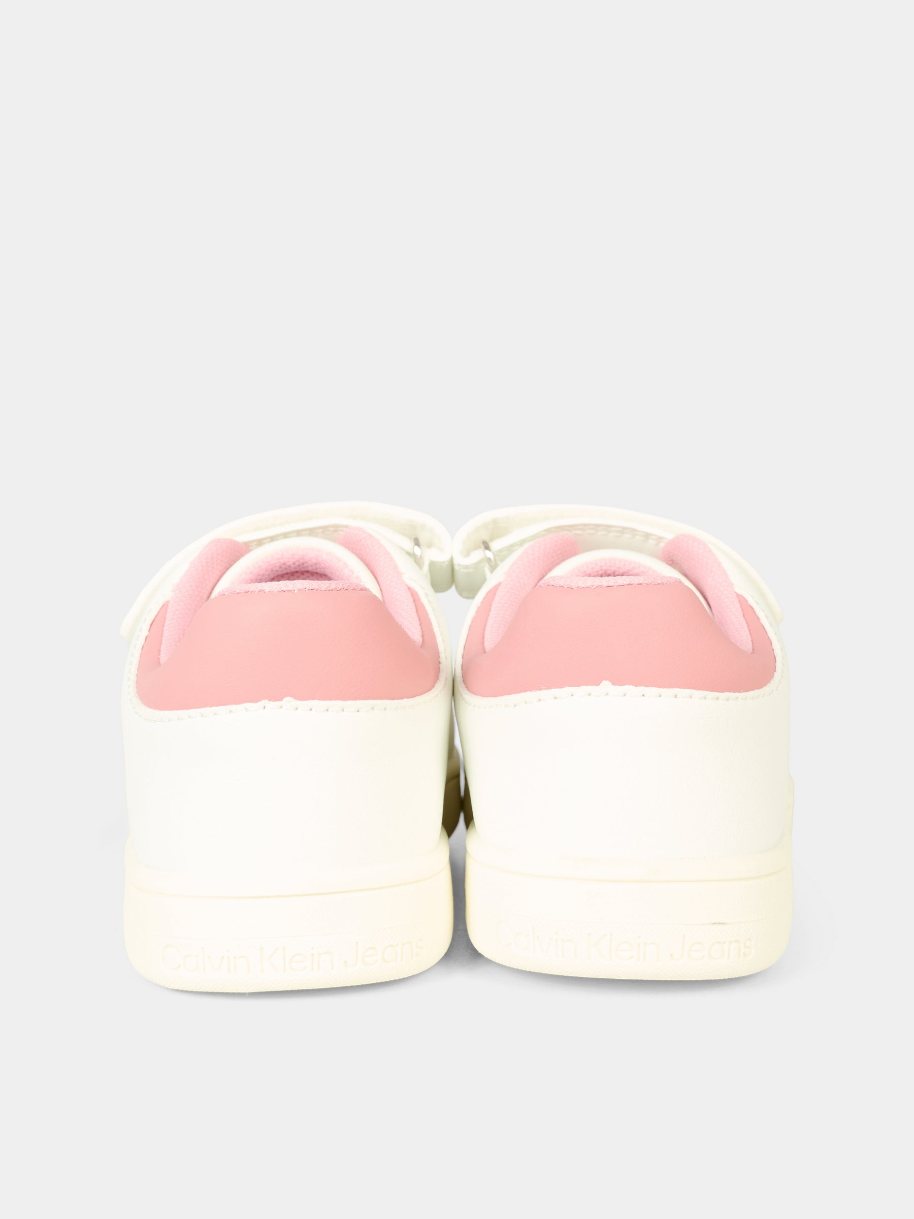 Sneakers bianche per bambina con dettagli rosa,Calvin Klein Kids,V1A9 83082 1355A708