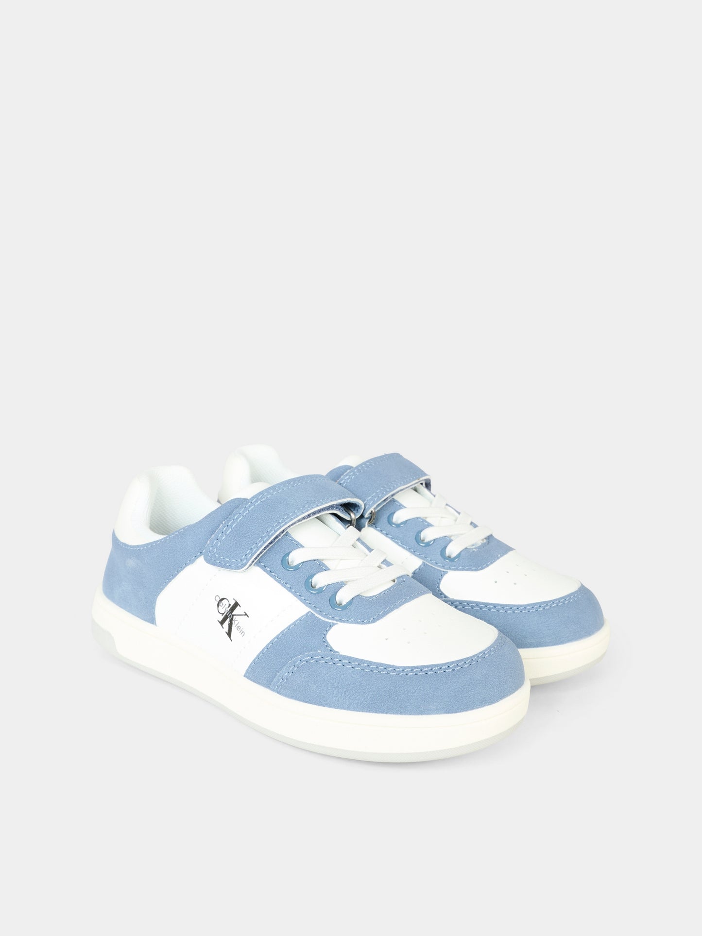 Sneakers bianche e azzurre per bambino con logo,Calvin Klein Kids,V1X9 83149 1269A357