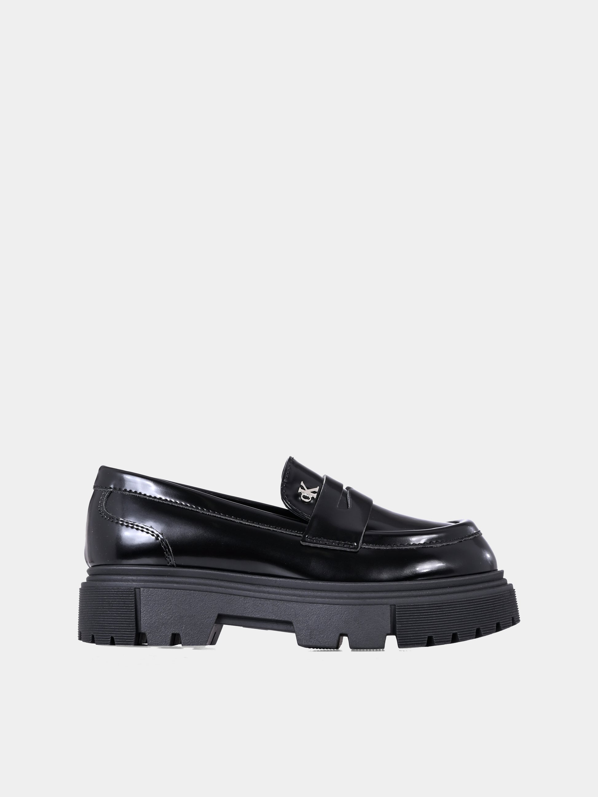 Mocassini neri per bambina con logo,Calvin Klein Kids,V4A4 83130 1453999
