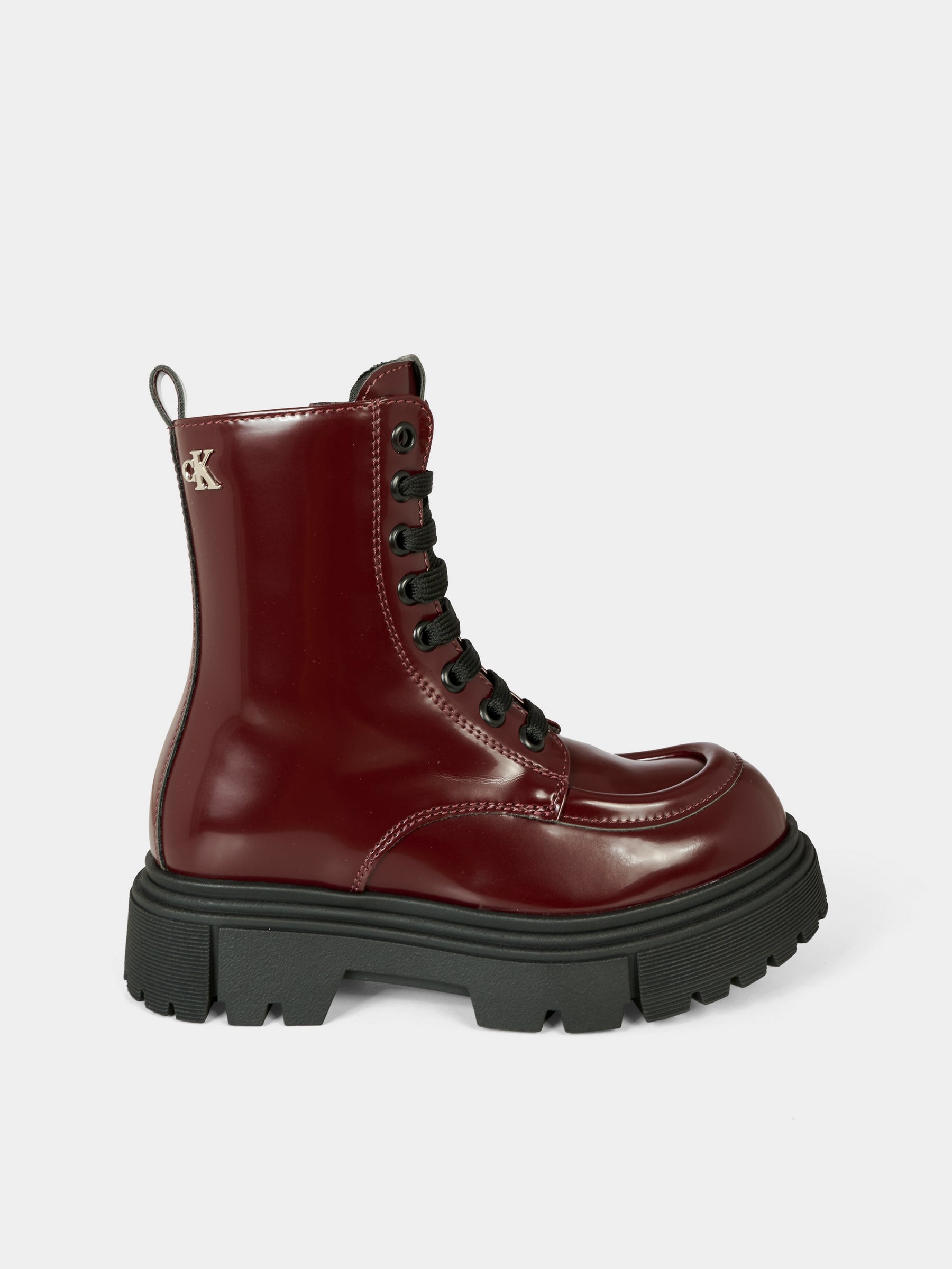 Anfibi bordeaux per bambina con logo,Calvin Klein Kids,V4A5 83132 1453356