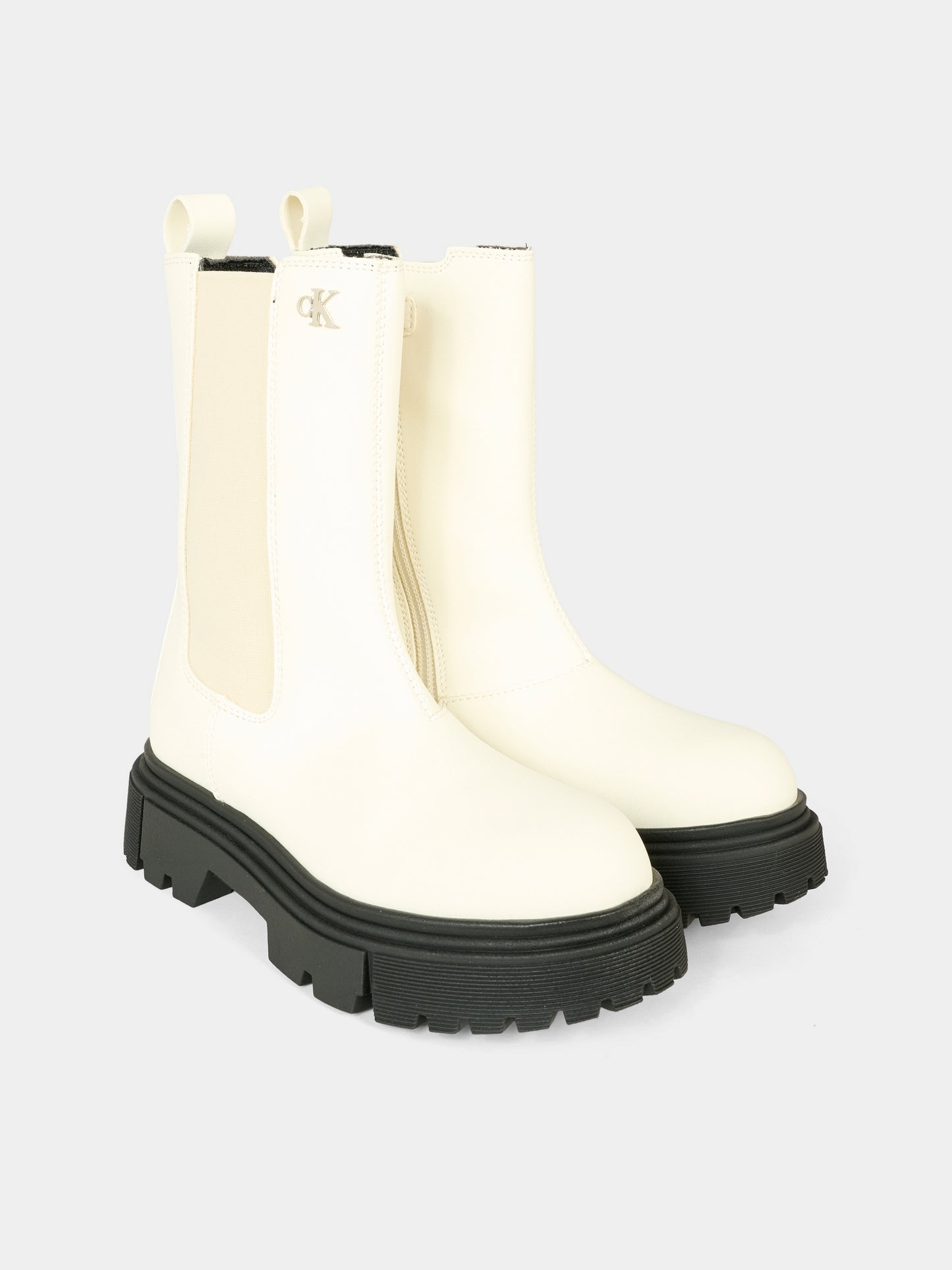 Stivali bianchi per bambina con logo,Calvin Klein Kids,V4A5 83137 1355672