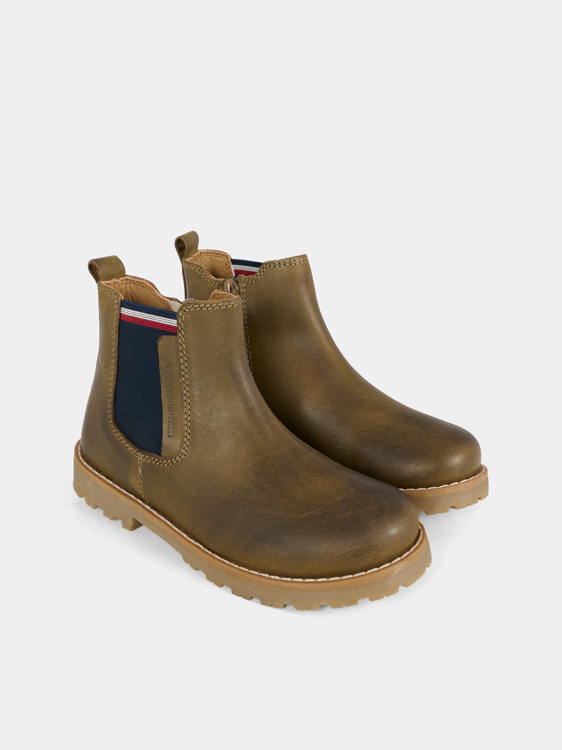 Stivaletti marroni per bambino con logo,Tommy Hilfiger Junior,T1X5 33700 0124414