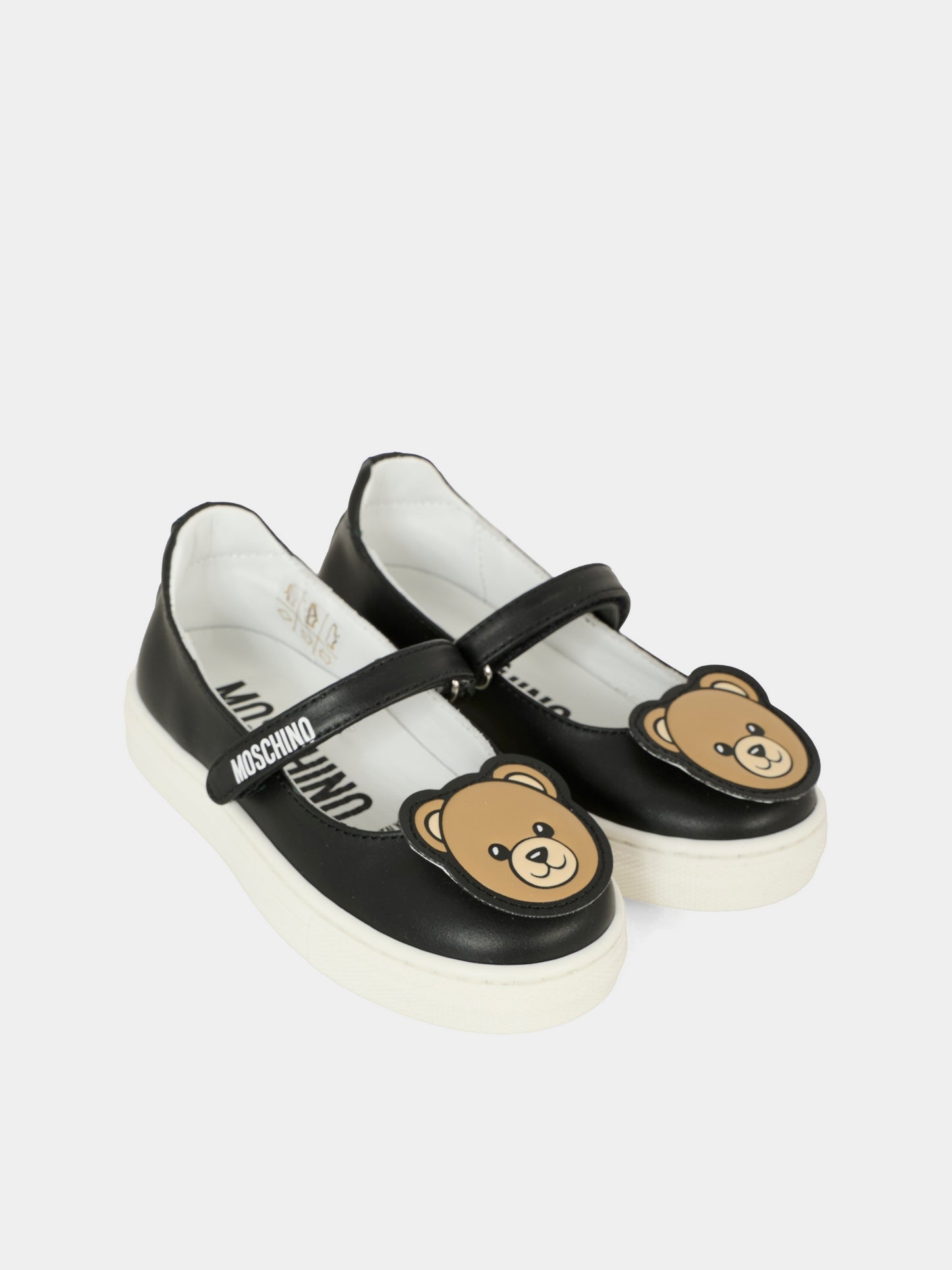 Black ballet flats for baby girl and girl with Teddy Bear