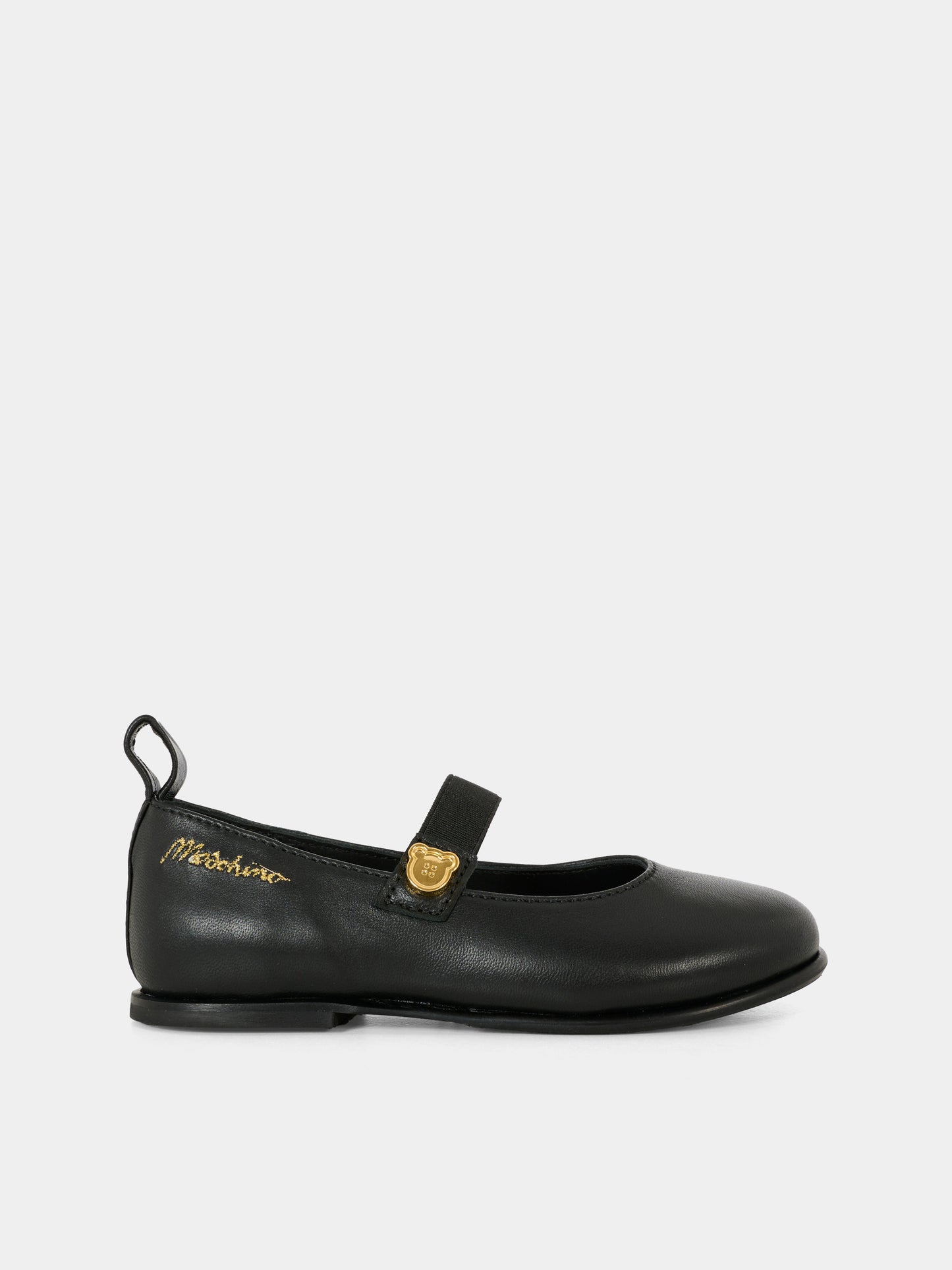 Ballerine nere per bambina con logo,Moschino Kids,81822 - VAR1