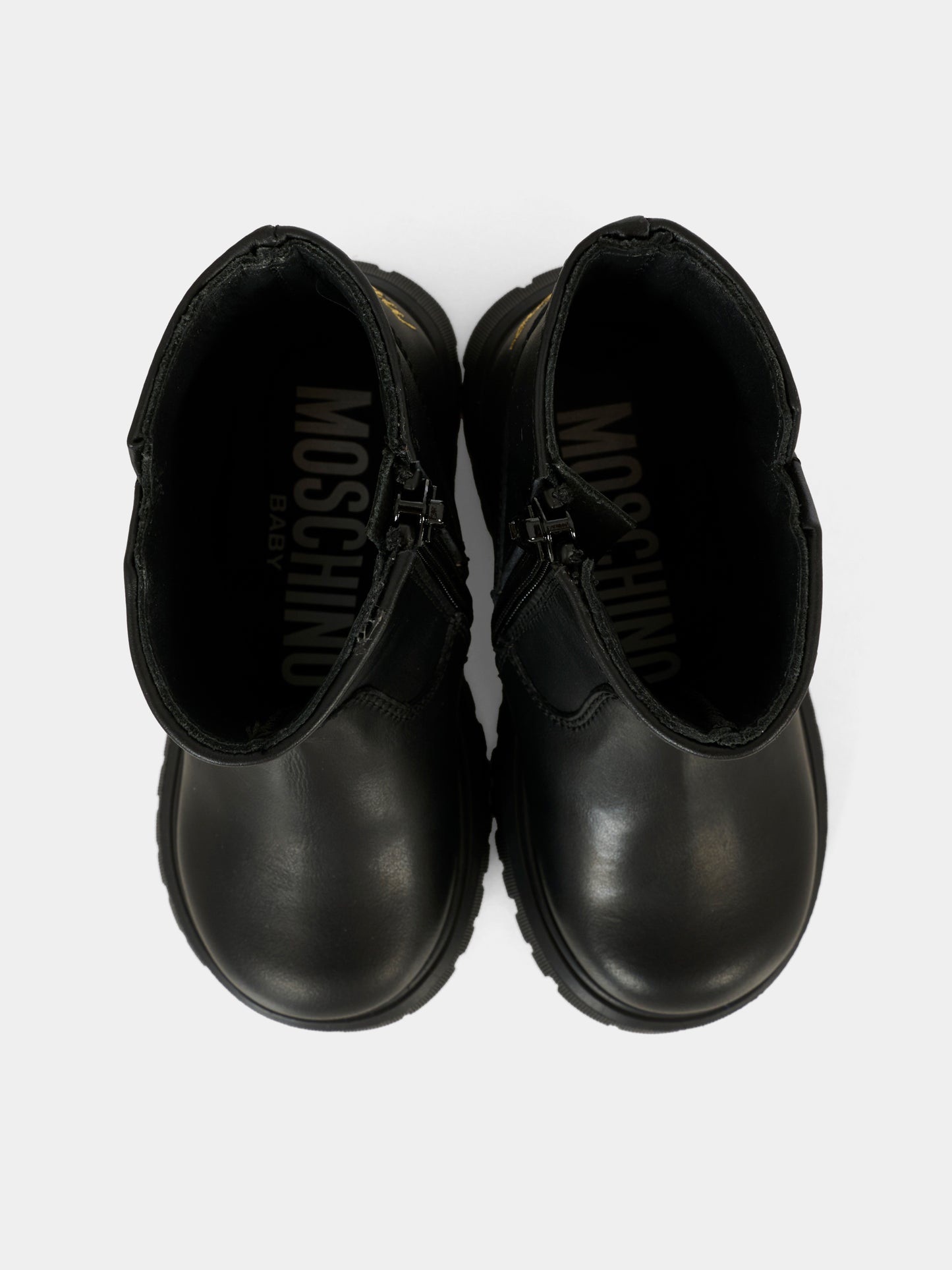 Stivali neri per bambina con logo,Moschino Kids,81869 - VAR1