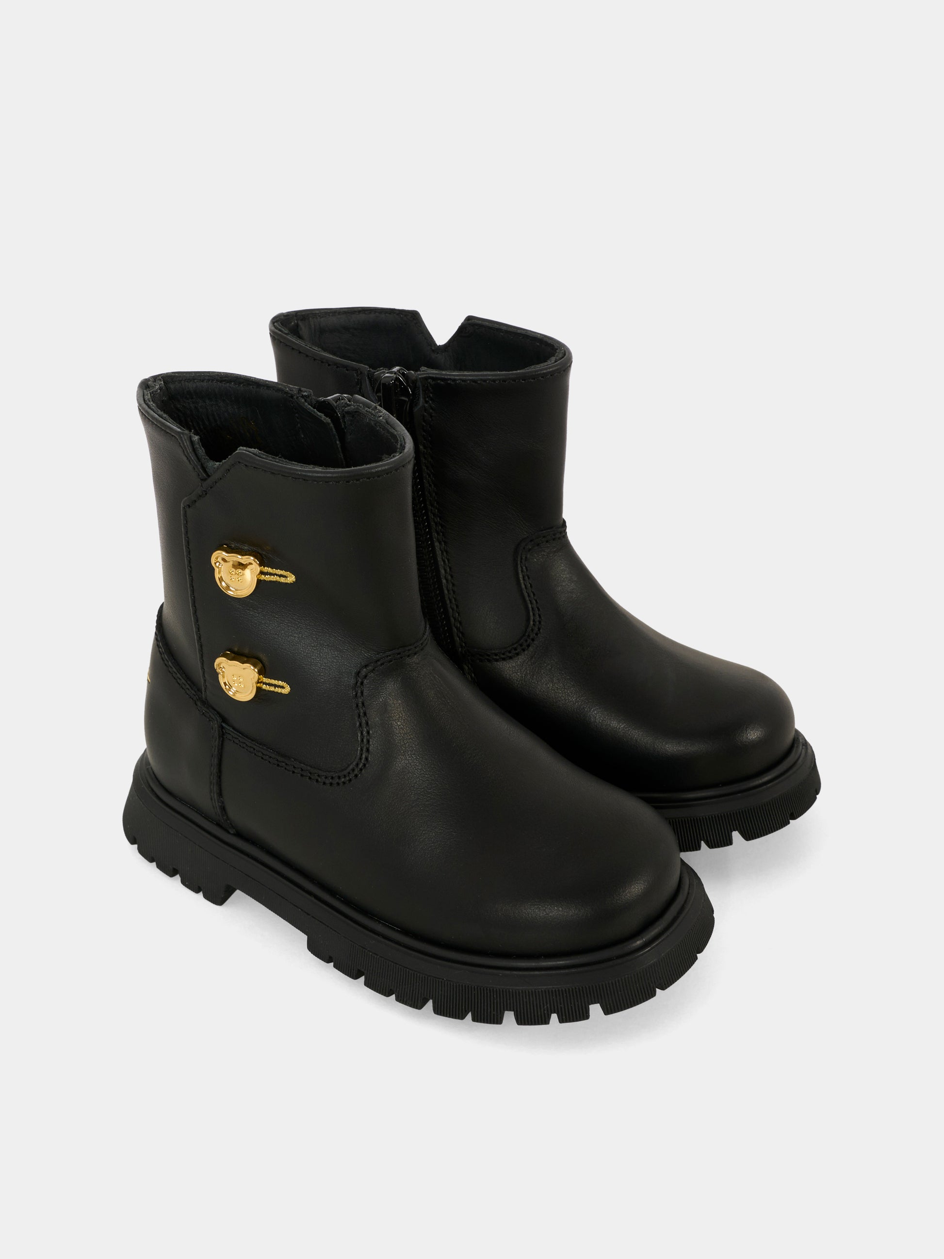 Stivali neri per bambina con logo,Moschino Kids,81869 - VAR1