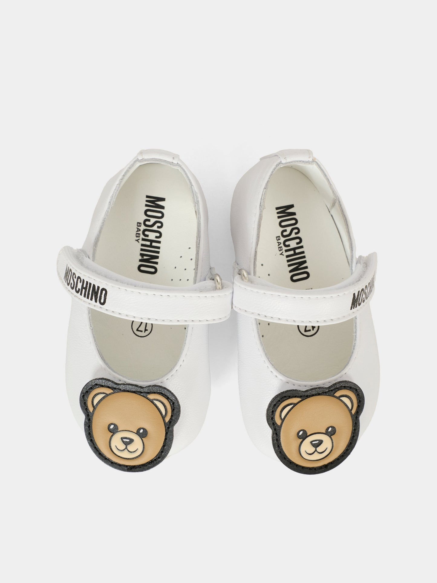 White ballet flats for girl with Teddy Bear