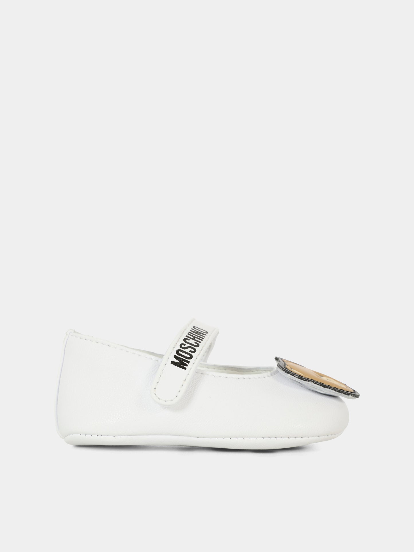 White ballet flats for girl with Teddy Bear