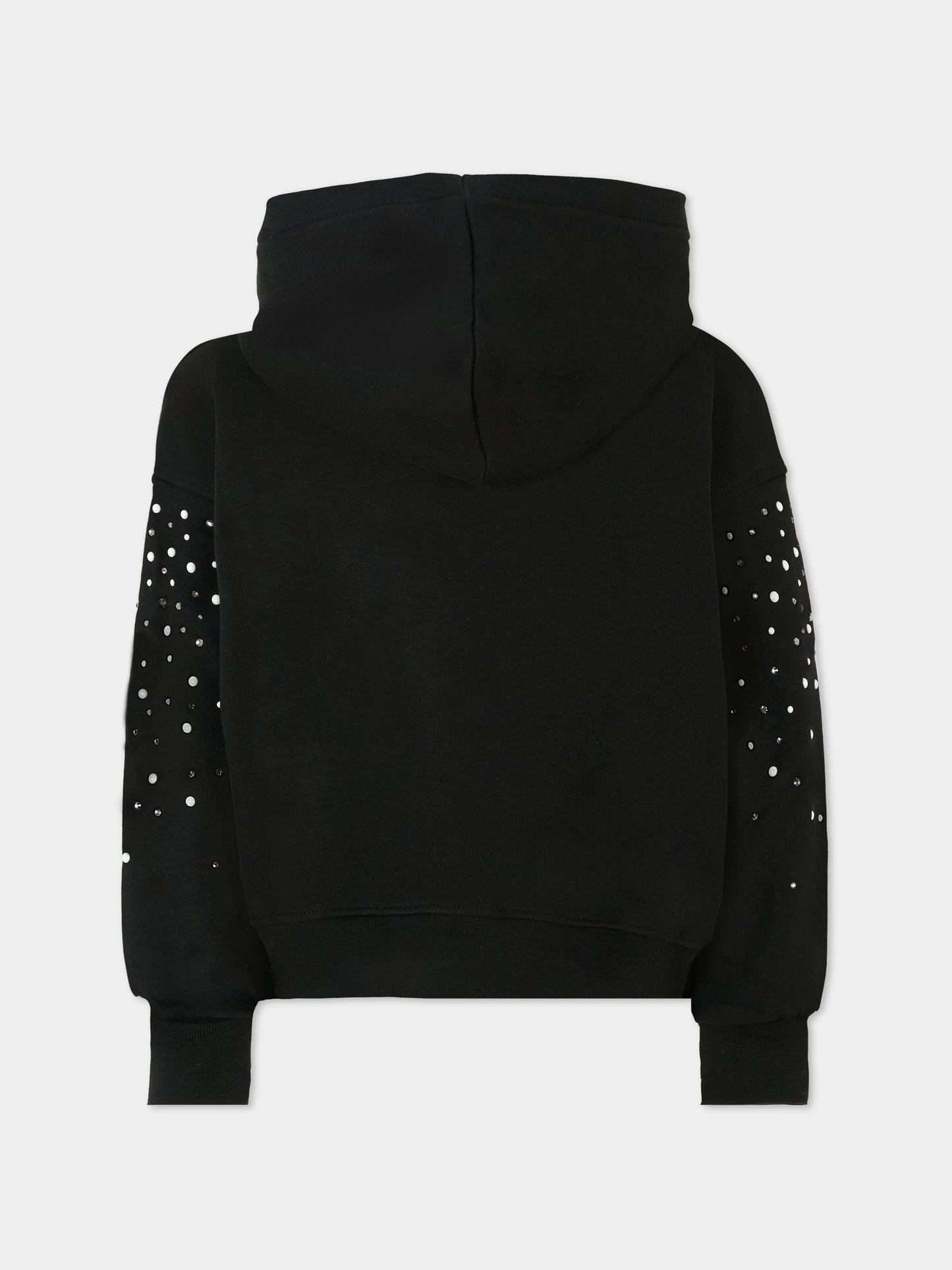 Felpa crop nera per bambina con smile e strass,Barrow,F5BKJGHS179 110