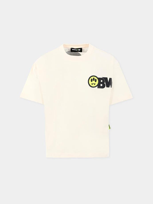 T-shirt avorio per bambini con stampa Bear,Barrow,F5BKJUTH046 013