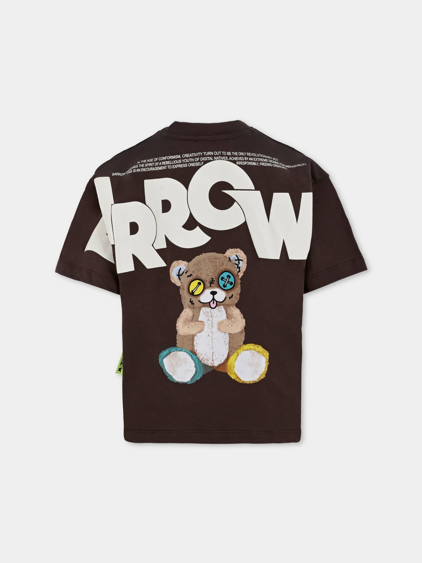 T-shirt marrone per bambini con stampa Bear,Barrow,F5BKJUTH046 308