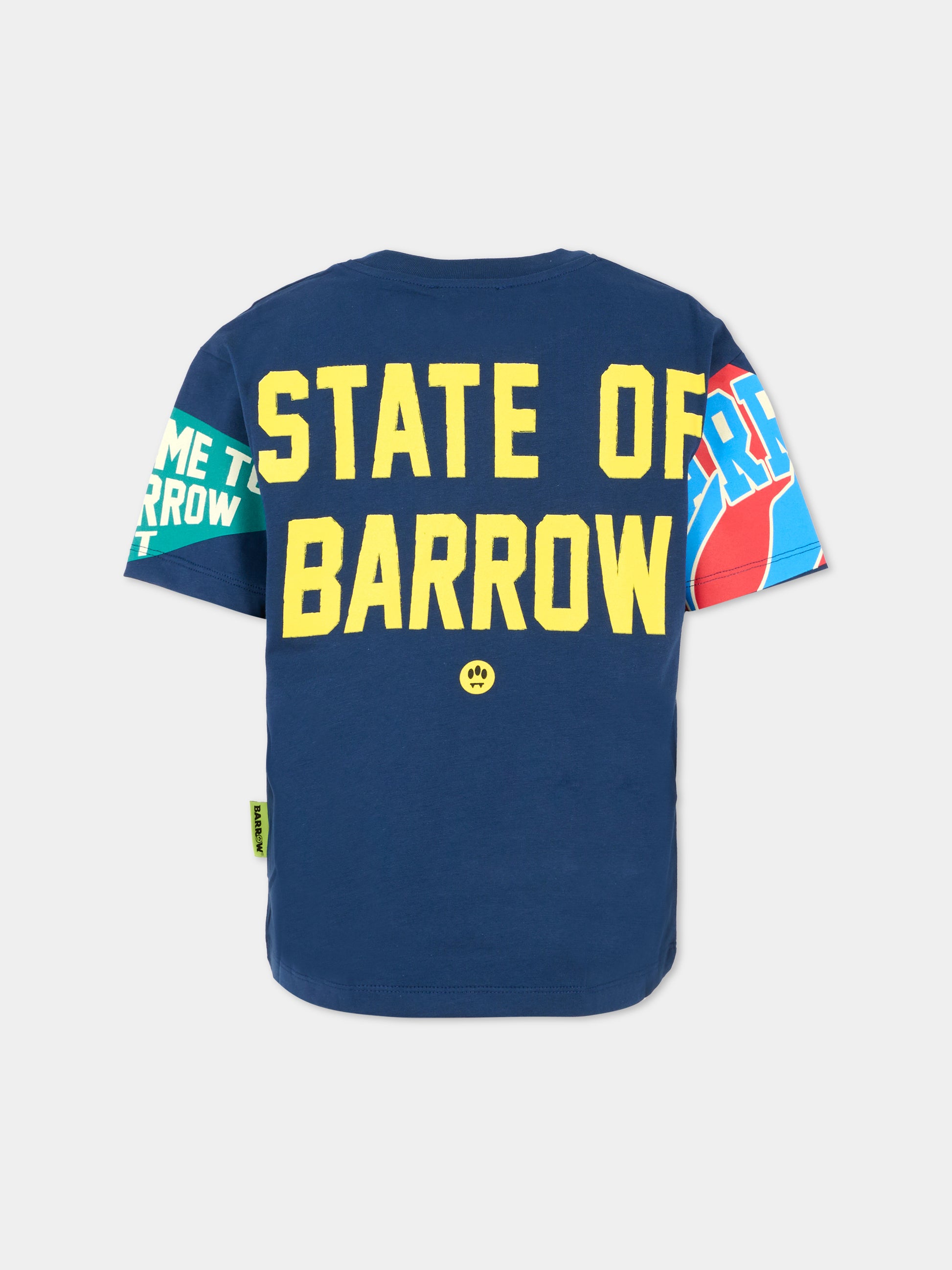 T-shirt blu per bambino con smile e scritta,Barrow,F5BKJUTH079 060