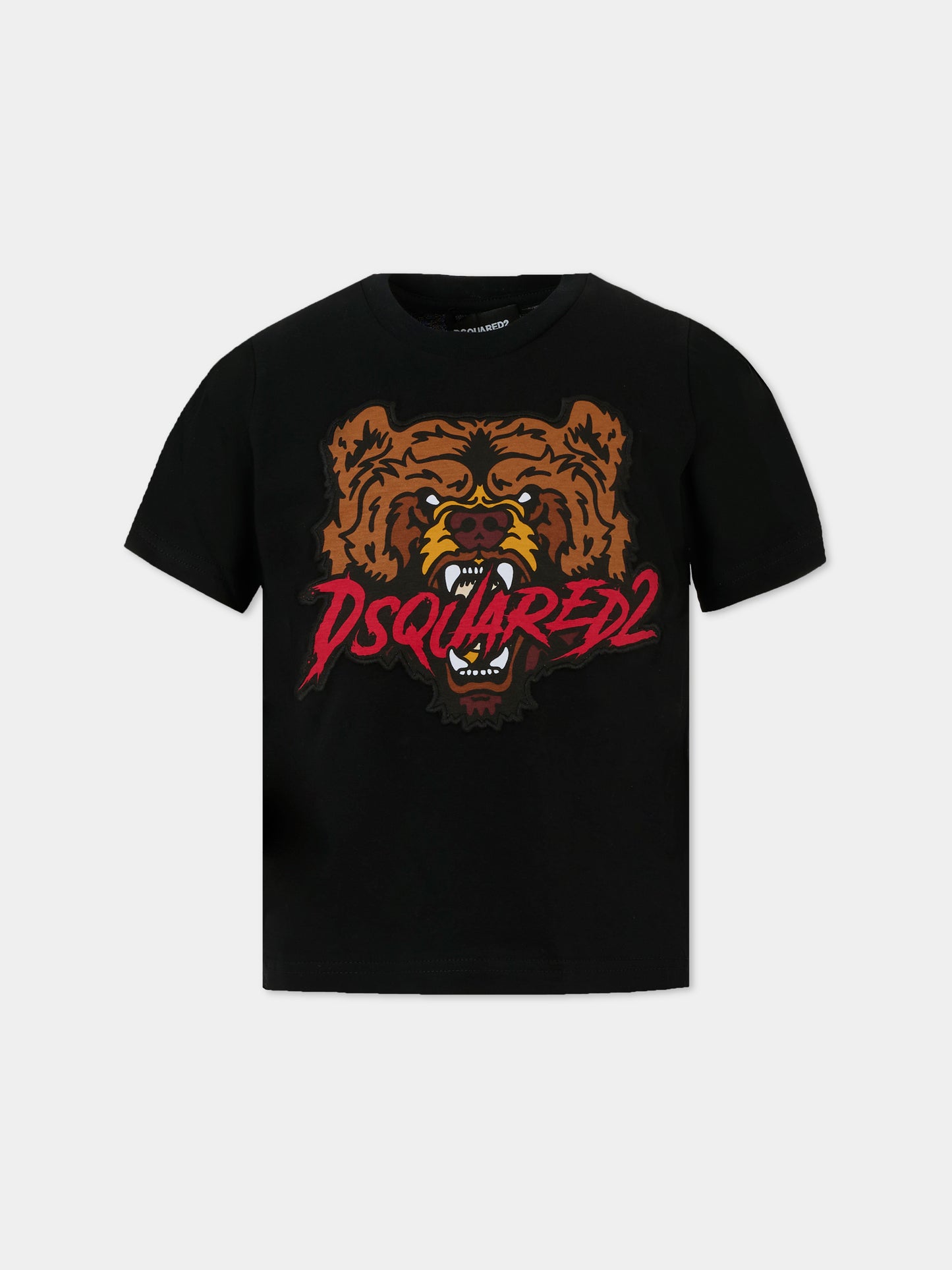 T-shirt nera per bamibno con orso,Dsquared2,DQ2983-D004G-DQ900