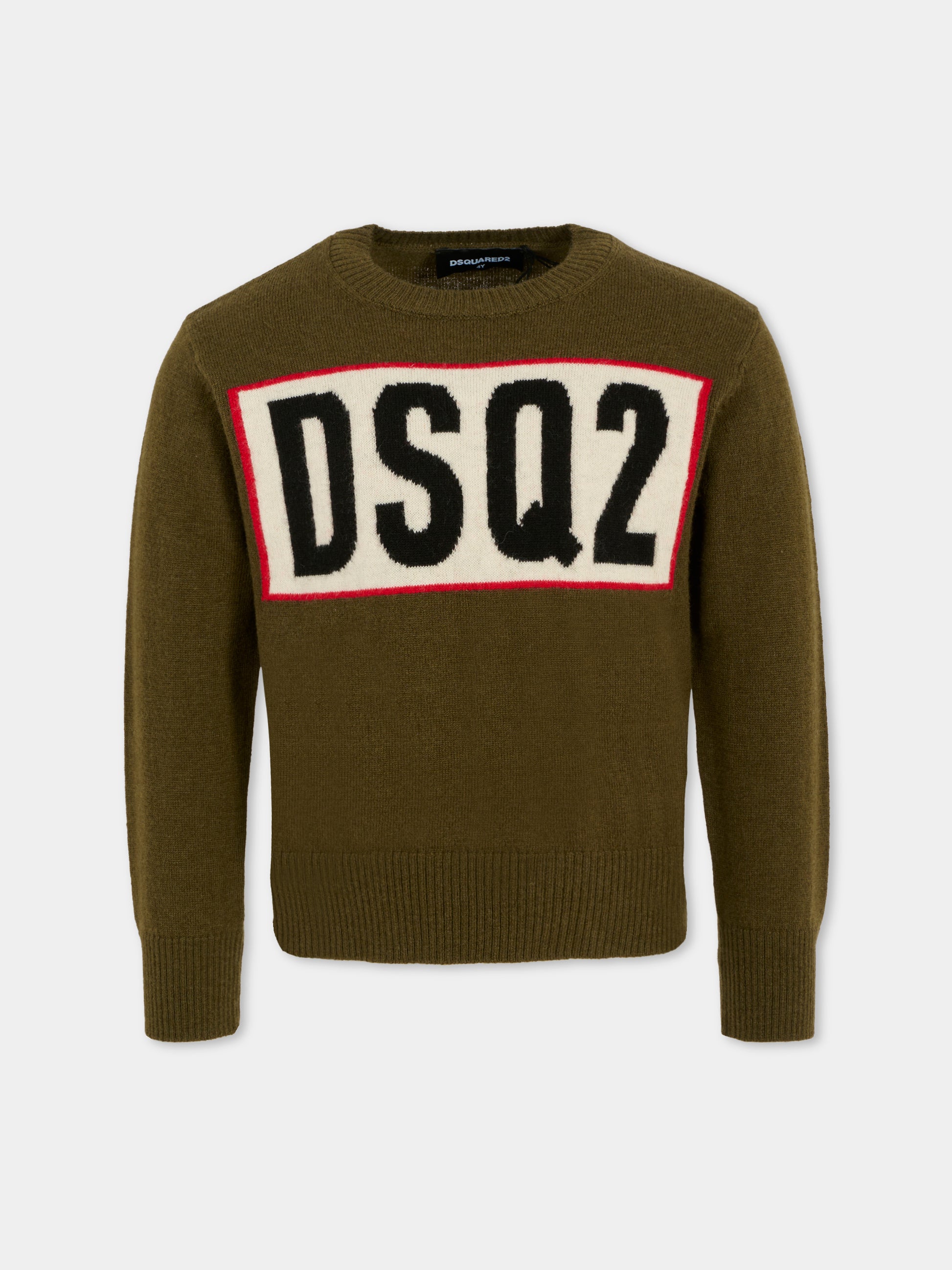 Maglione verde per bambino con logo,Dsquared2,DQ3071-D0AFF-DQ518