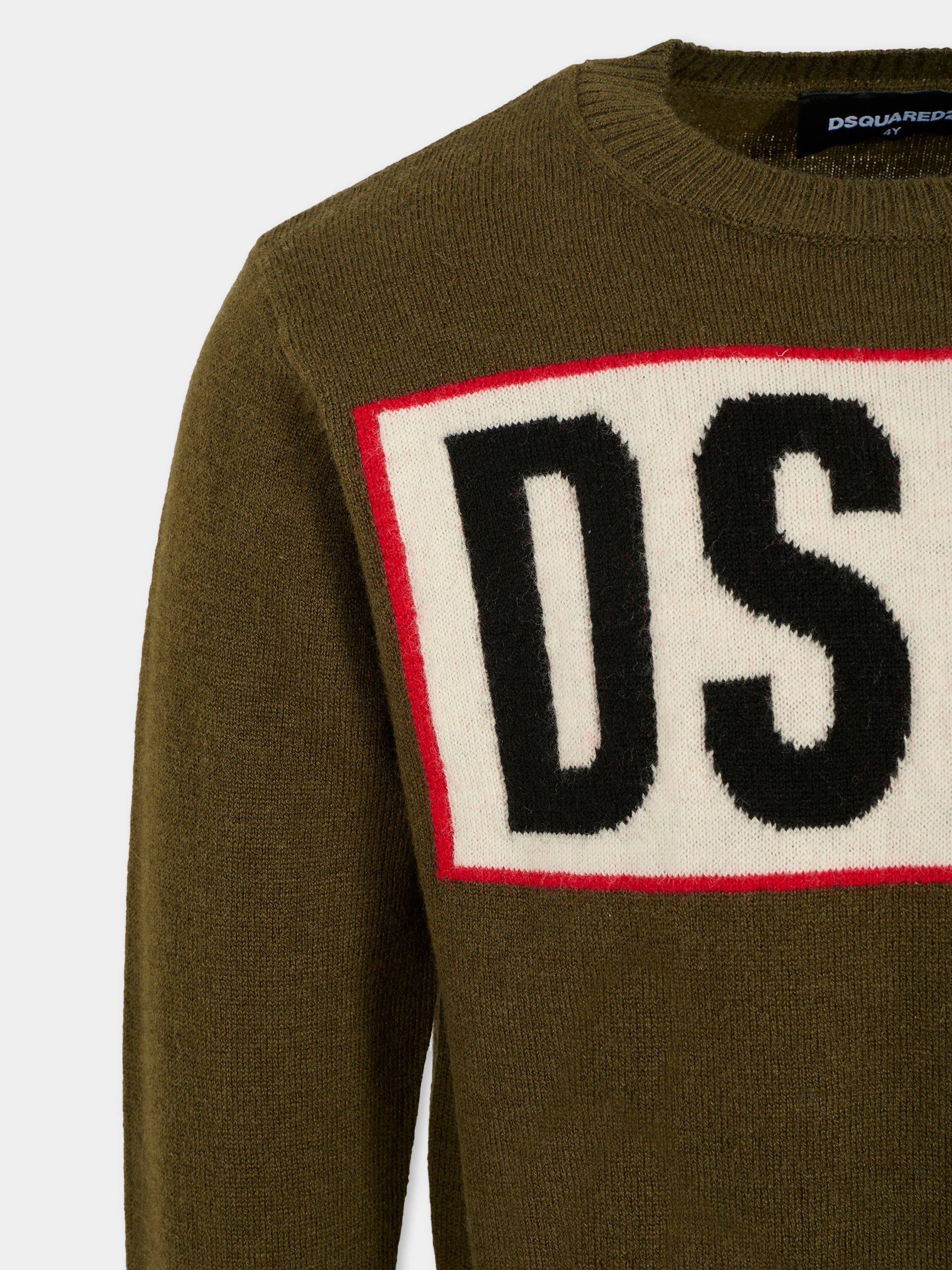 Maglione verde per bambino con logo,Dsquared2,DQ3071-D0AFF-DQ518