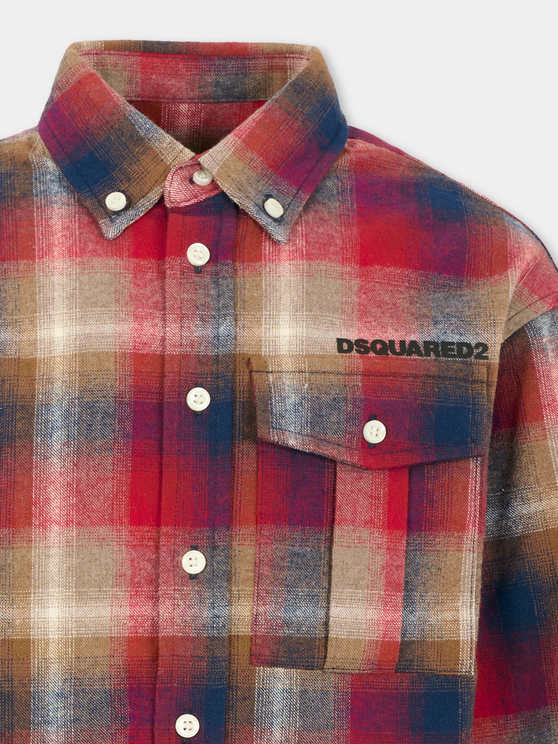 Camicia blu per bambino con logo,Dsquared2,DQ3075-D0AED-DQ423