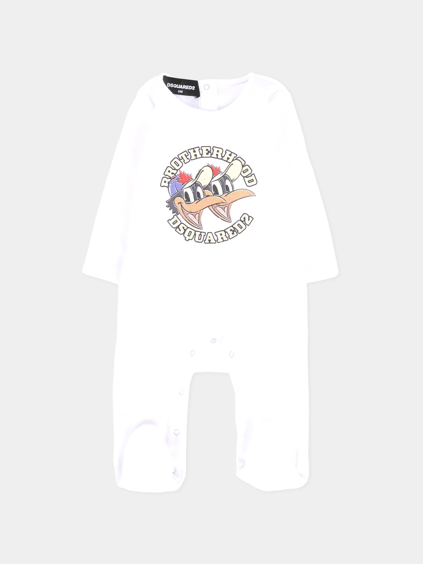 Tutina bianca per neonato con stampa paperi,Dsquared2,DQ3111-D0095-DQ100