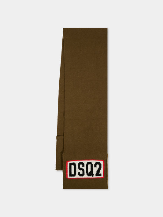Sciarpa verde per bambino con logo,Dsquared2,DQ3121-D0AFJ-DQ518