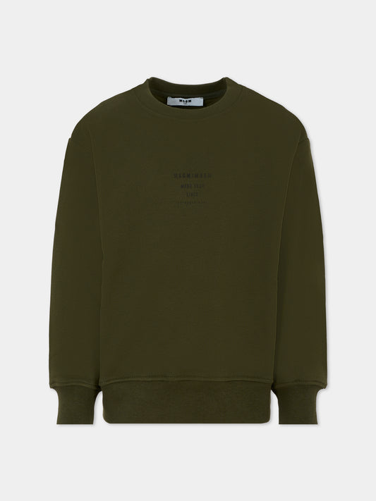 Felpa verde per bambino con logo,Msgm Kids,F5MSJBSW214 082