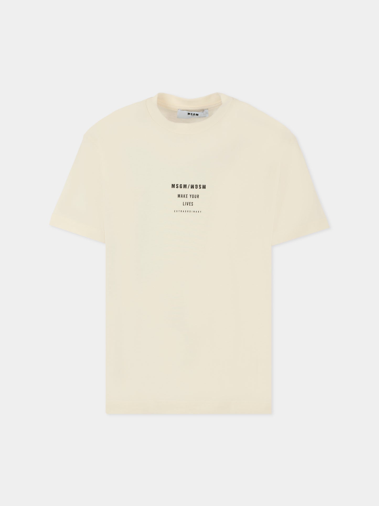 T-shirt avorio per bambini con logo,Msgm Kids,F5MSJBTH215 013