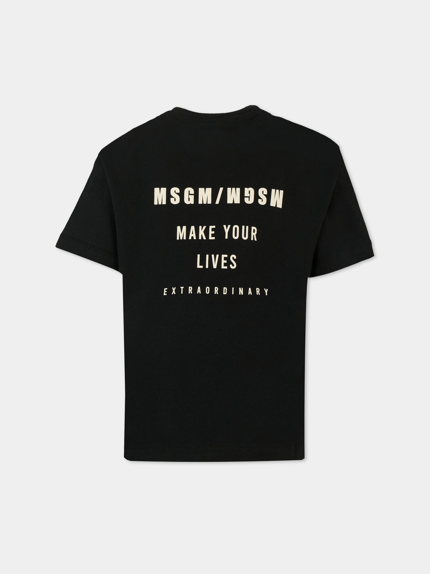 T-shirt nera per bambini con logo,Msgm Kids,F5MSJBTH215 110