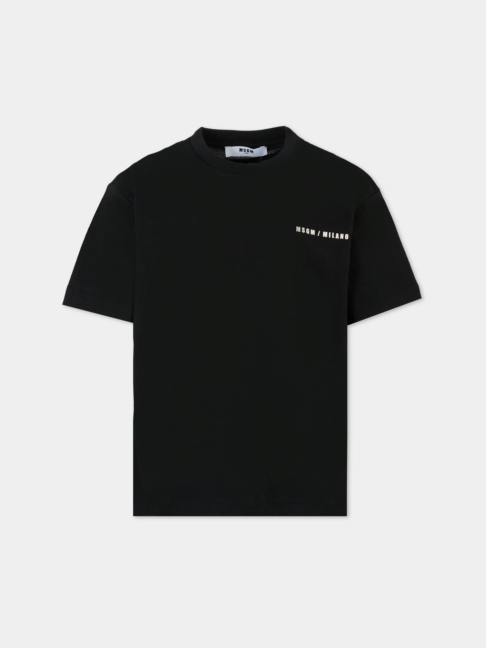 T-shirt nera per bambini con logo,Msgm Kids,F5MSJBTH224 110