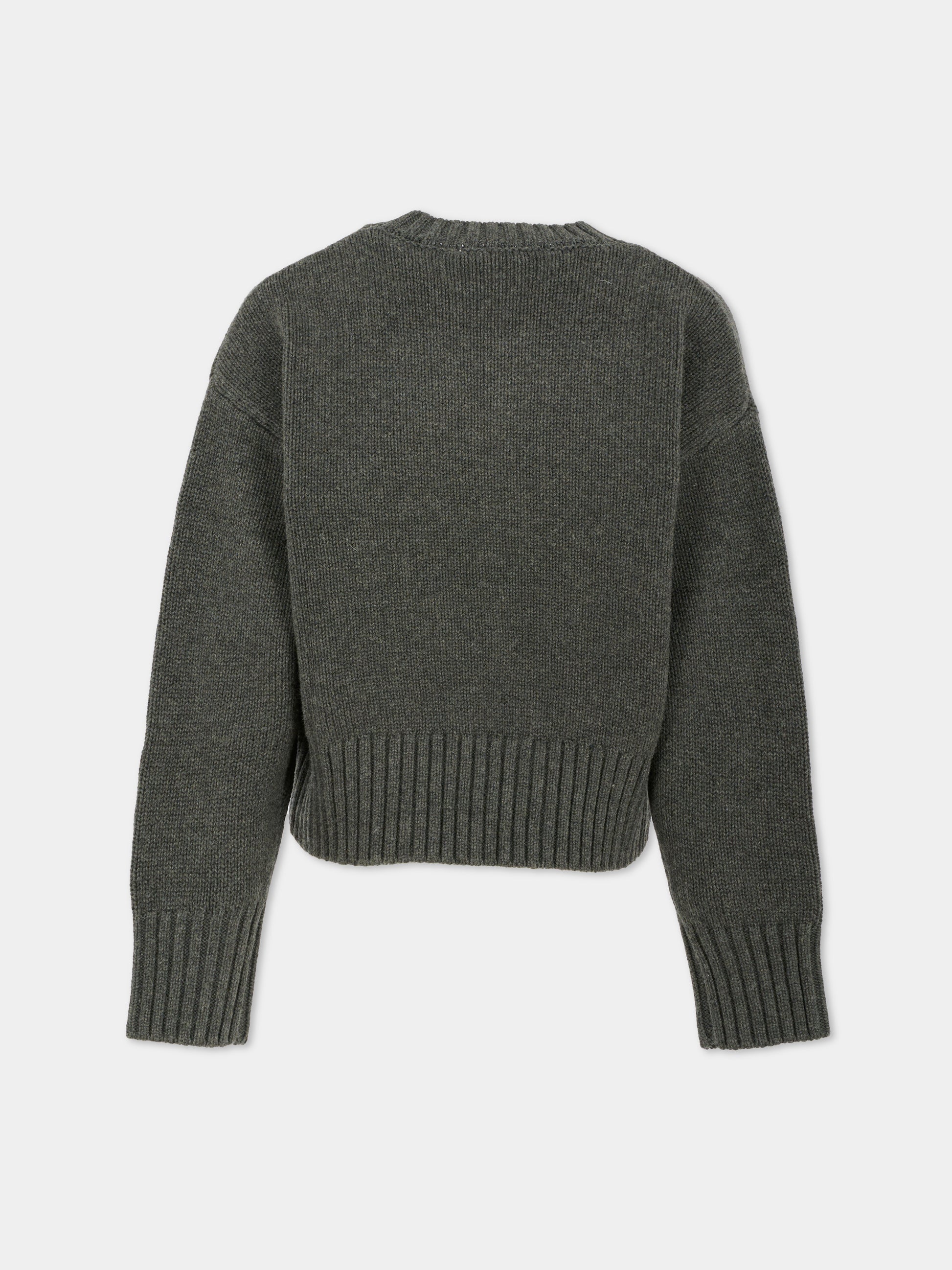 Maglione grigio per bambina con logo e borchie,Msgm Kids,F5MSJGJP037 104