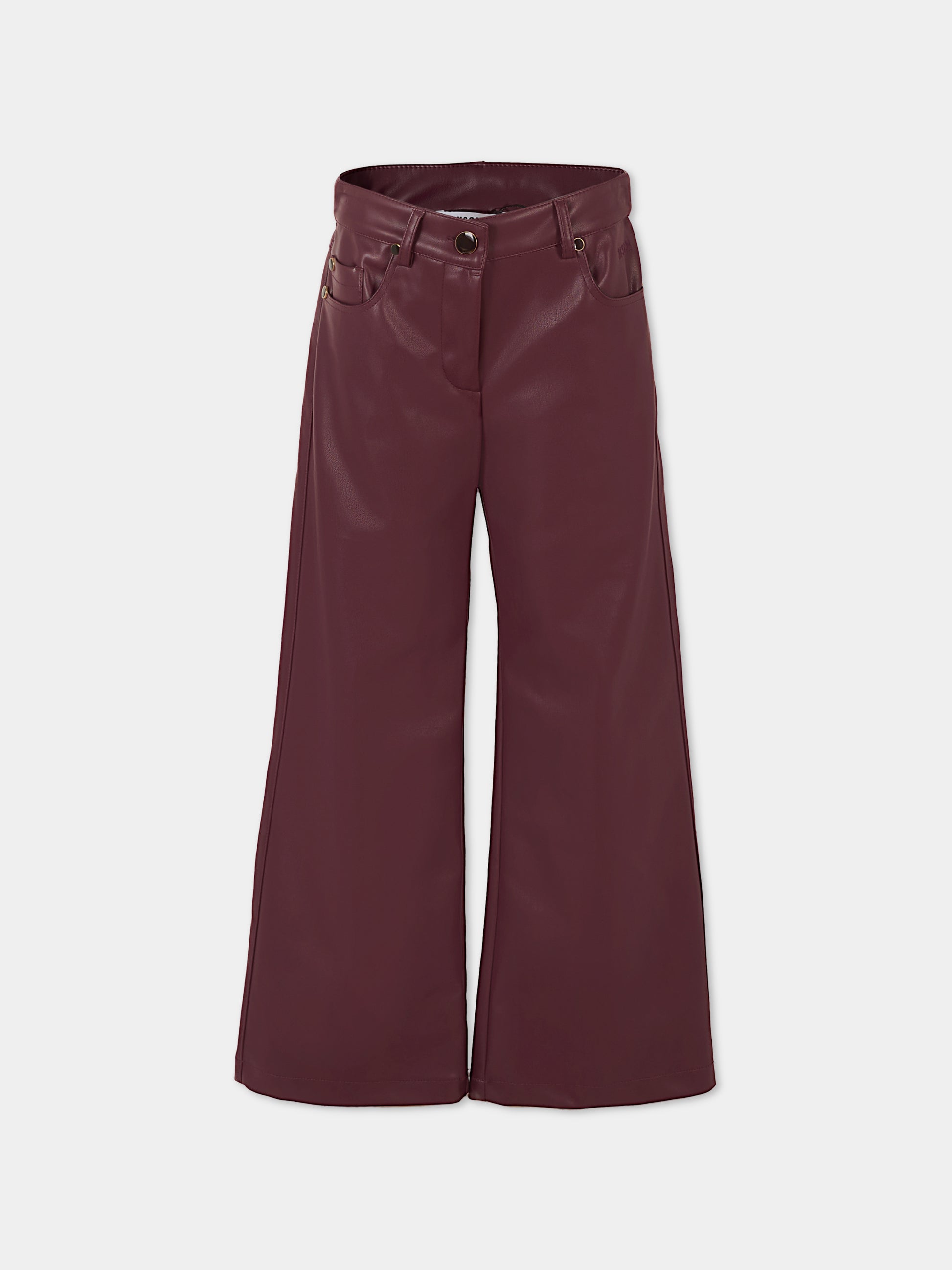 Pantaloni bordeaux per bambina con logo,Msgm Kids,F5MSJGPA144 MS034