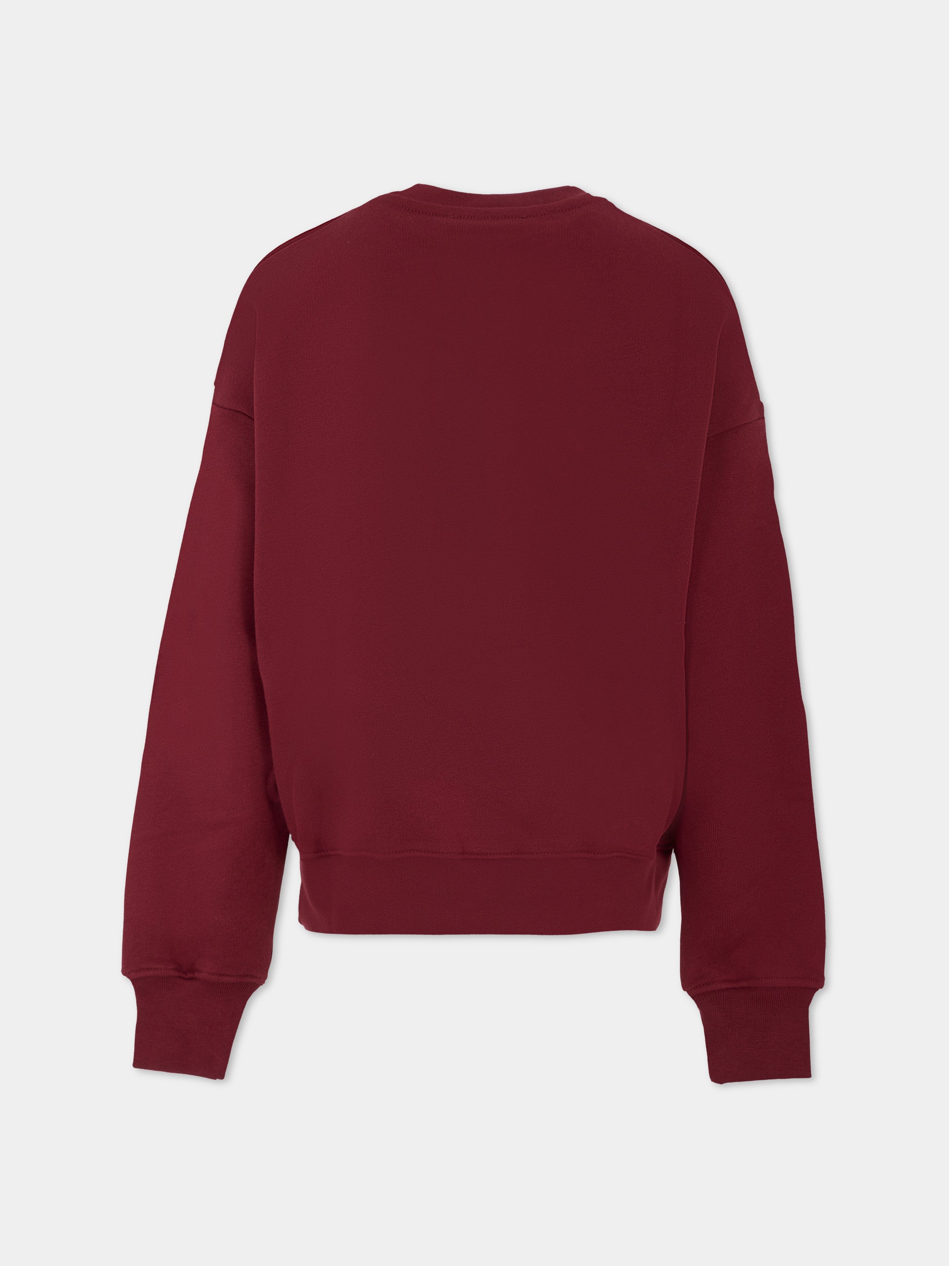 Felpa bordeaux per bambina con gatto,Msgm Kids,F5MSJGSW125 MS034