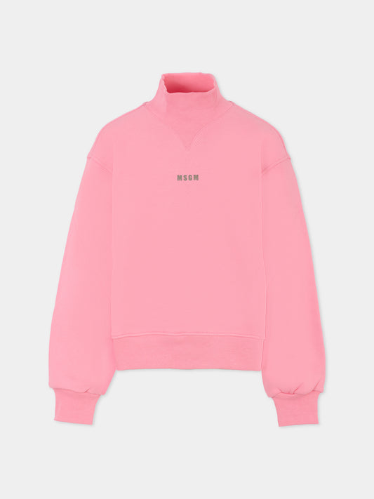 Felpa rosa per bambina con logo,Msgm Kids,F5MSJGSW188 MS038