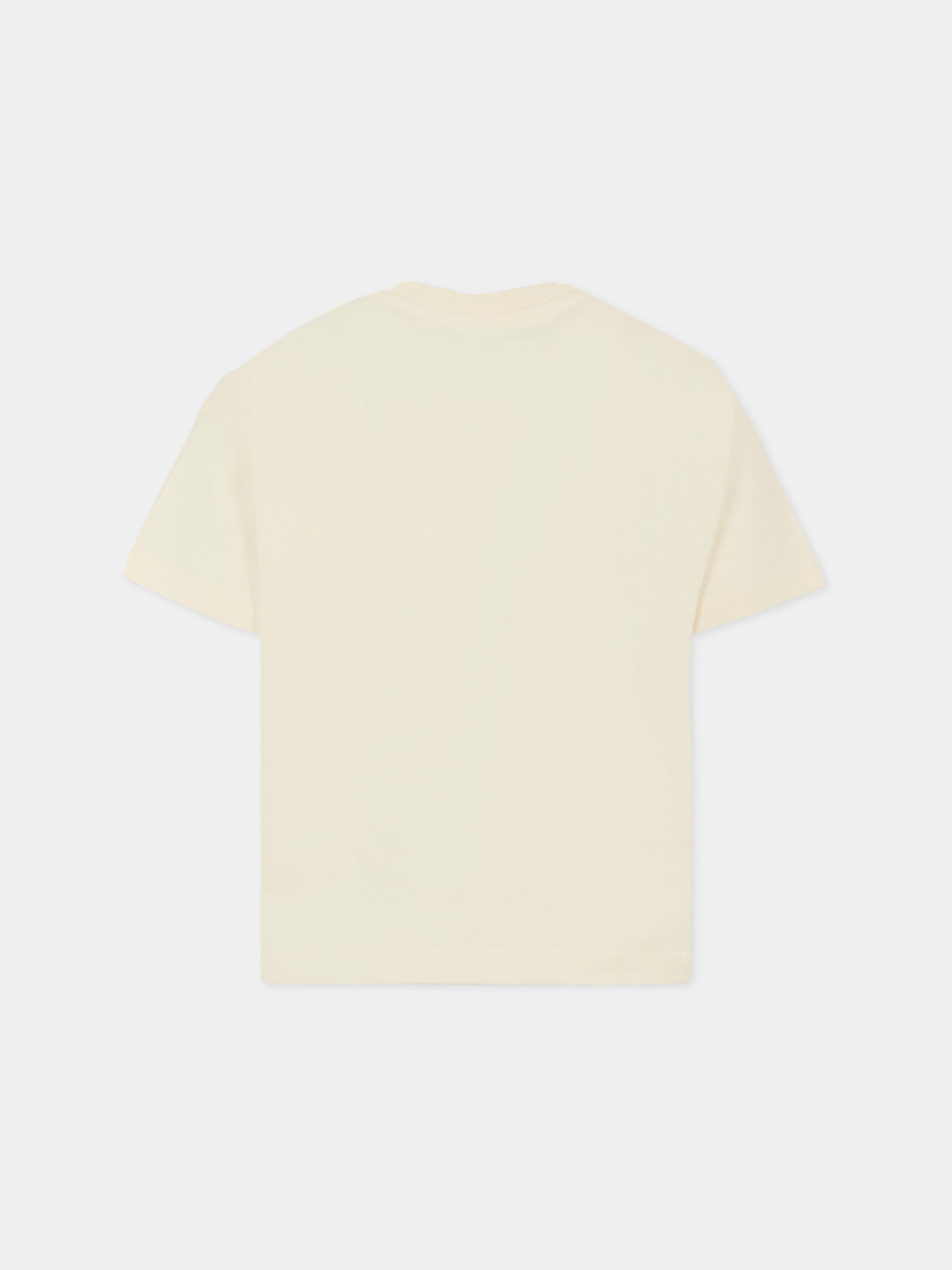 T-shirt avorio per bambina con logo animalier,Msgm Kids,F5MSJGTH141 MS059