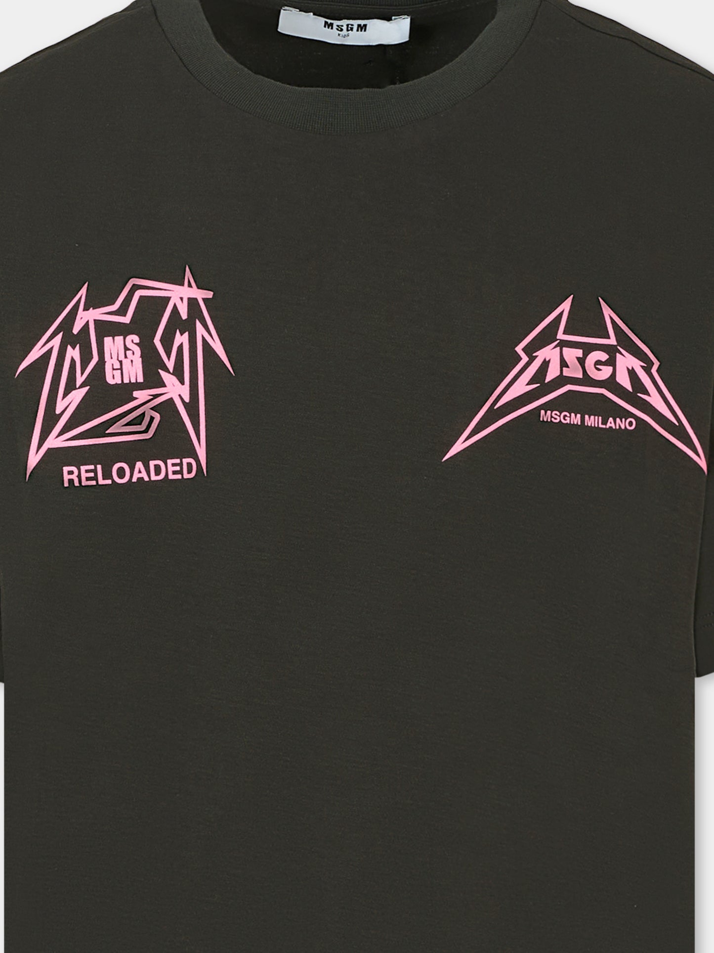 T-shirt grigia per bambina con stampa logata,Msgm Kids,F5MSJGTH267 MS063