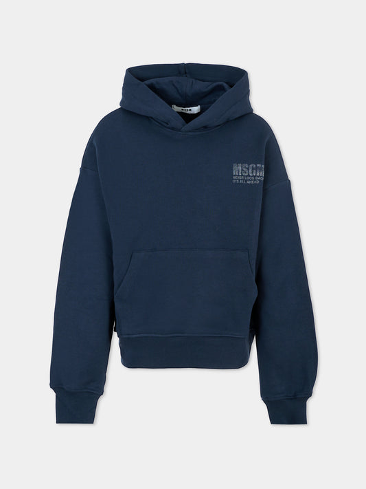 Felpa blu per bambino con logo,Msgm Kids,F5MSJUHS088 MS032
