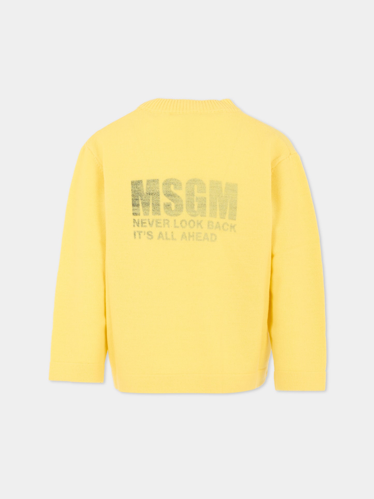 Maglione giallo per bambini con logo,Msgm Kids,F5MSJUJP086 020