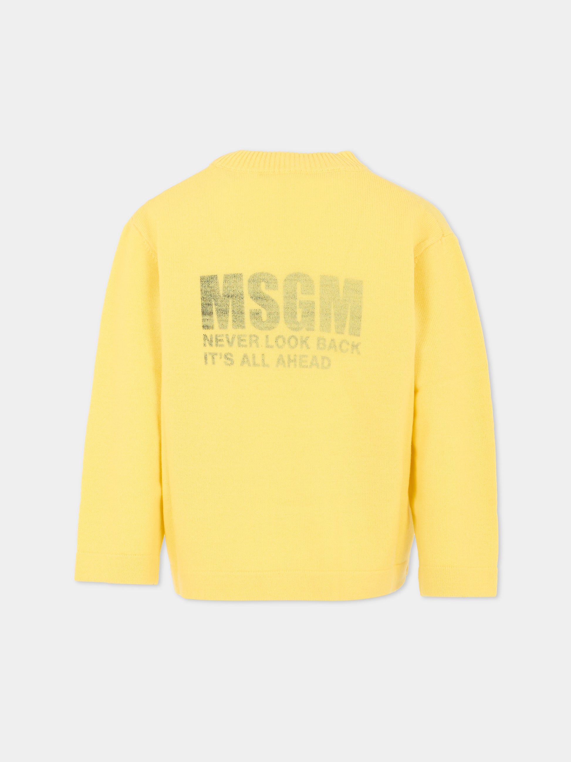 Maglione giallo per bambini con logo,Msgm Kids,F5MSJUJP086 020