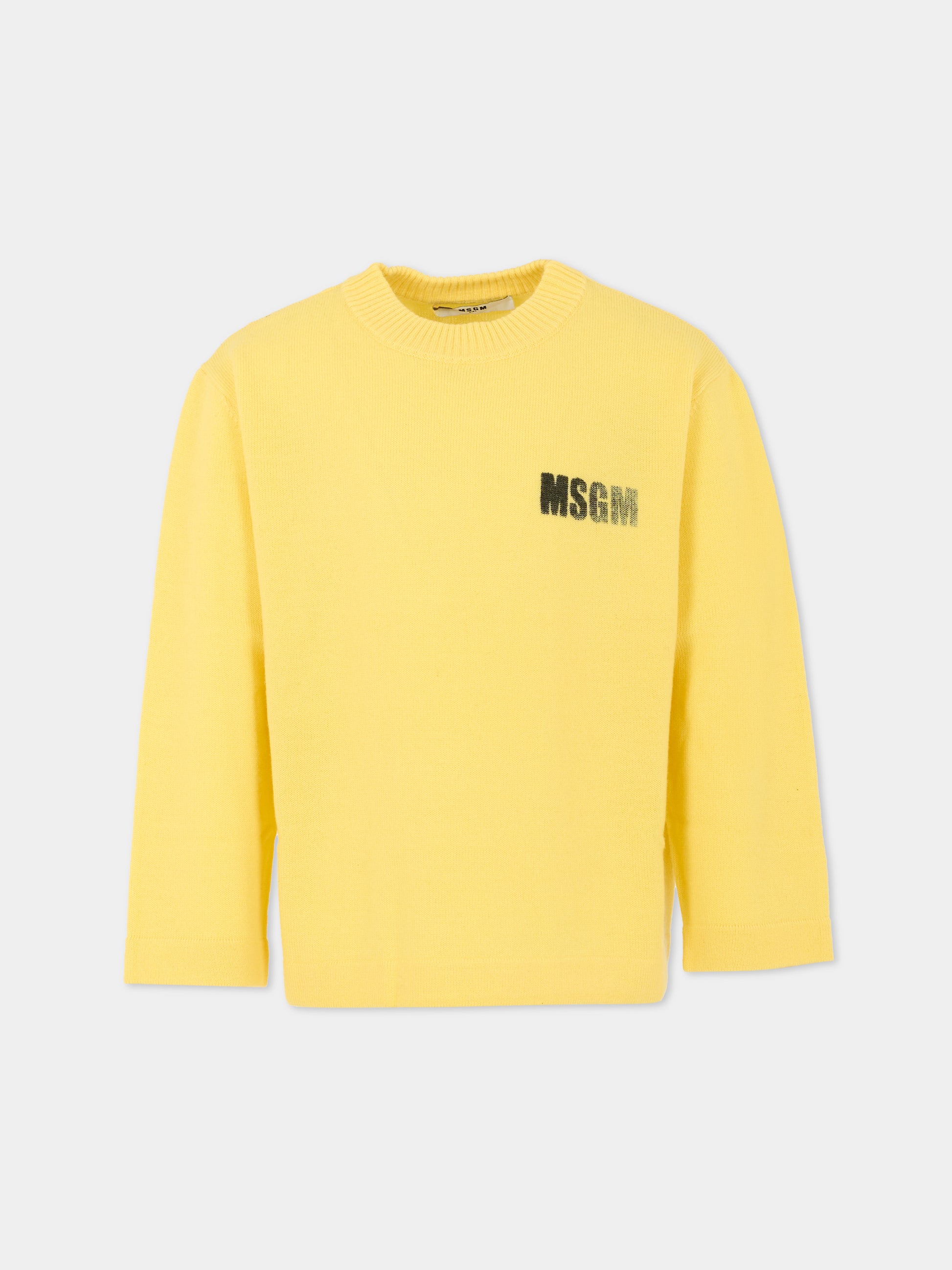 Maglione giallo per bambini con logo,Msgm Kids,F5MSJUJP086 020
