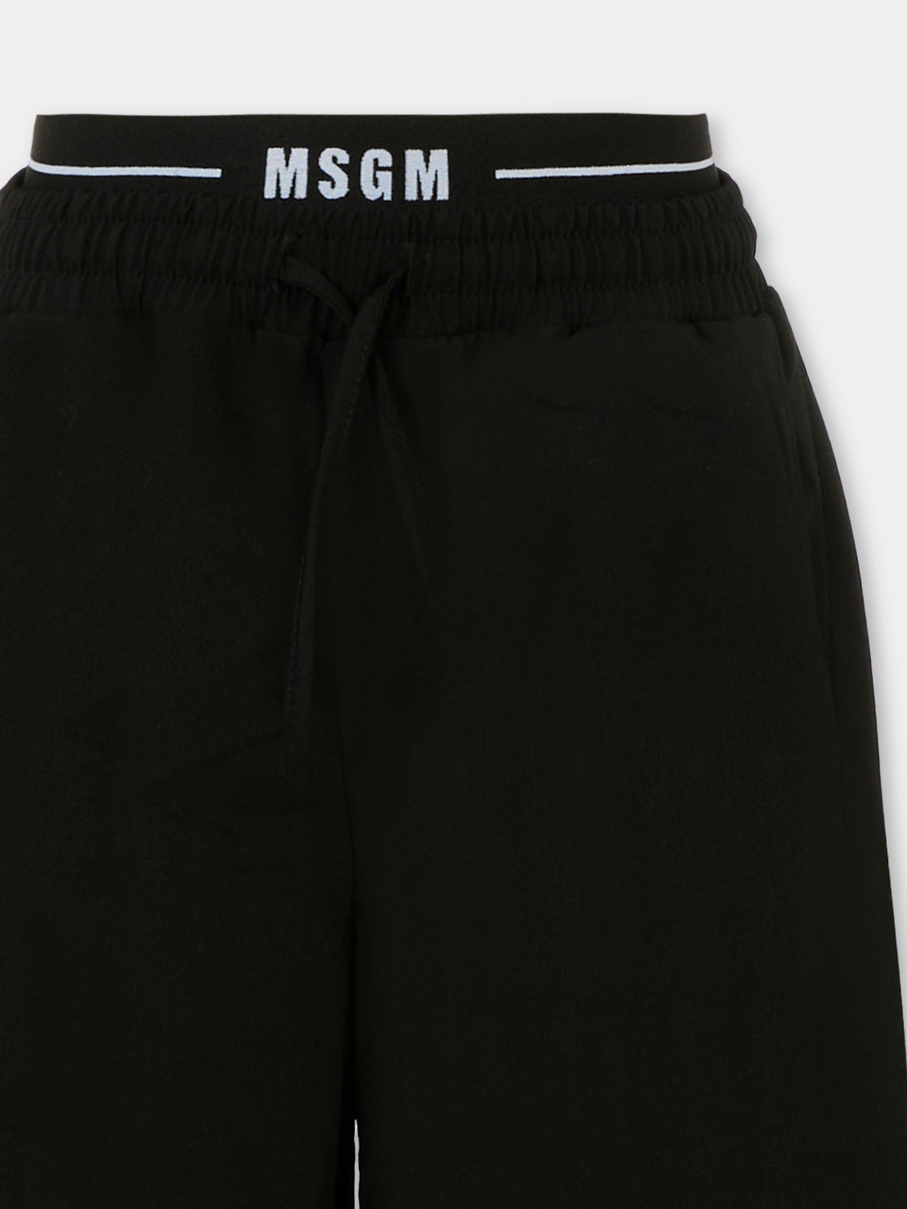 Pantaloni neri per bambini con logo,Msgm Kids,F5MSJUPA275 110