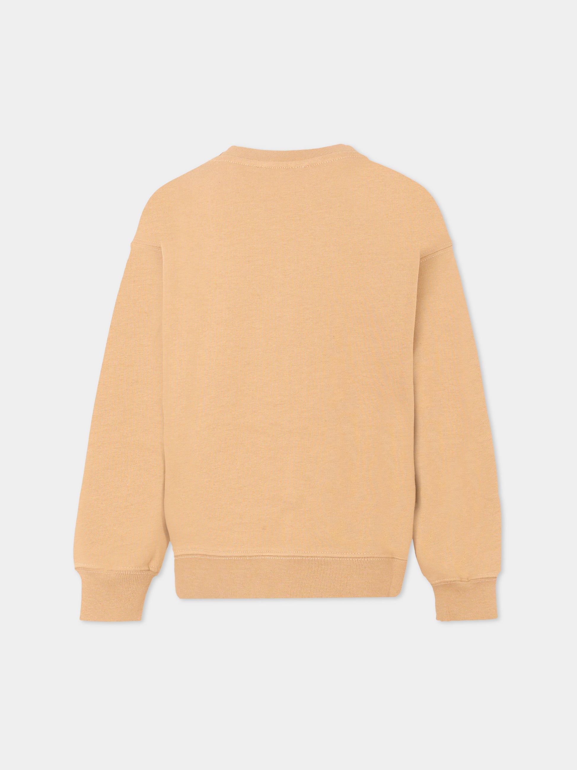 Felpa beige per bambini con logo nero,Msgm Kids,F5MSJUSW049 MS030