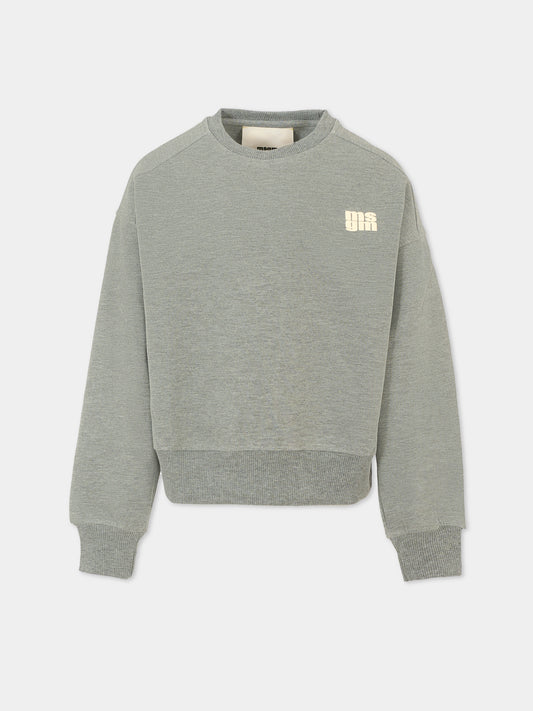 Felpa grigia per bambini con logo avorio,Msgm Kids,F5MSJUSW057 104