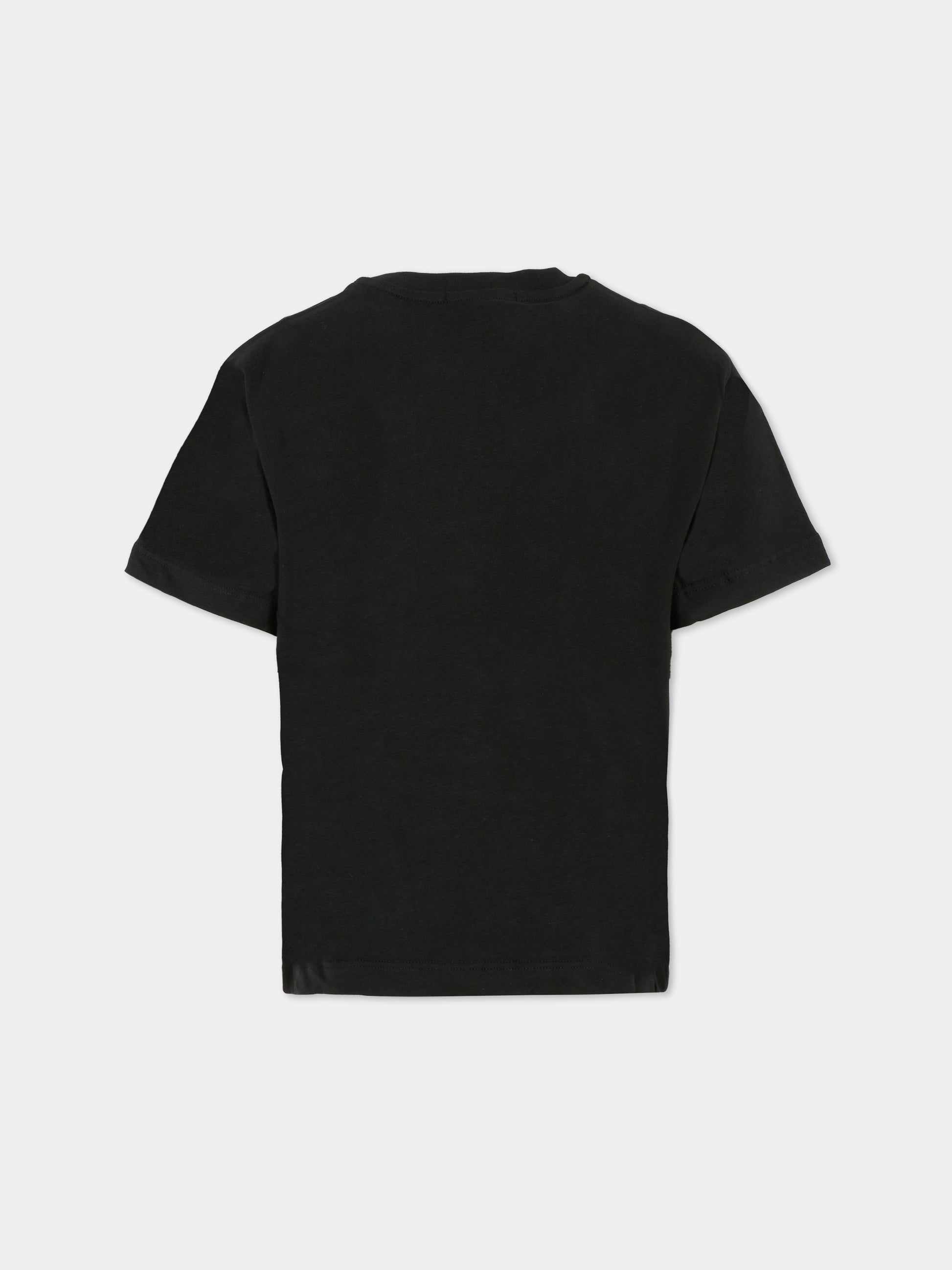 T-shirt nera per bambini con logo bianco,Msgm Kids,F5MSJUTH007 110