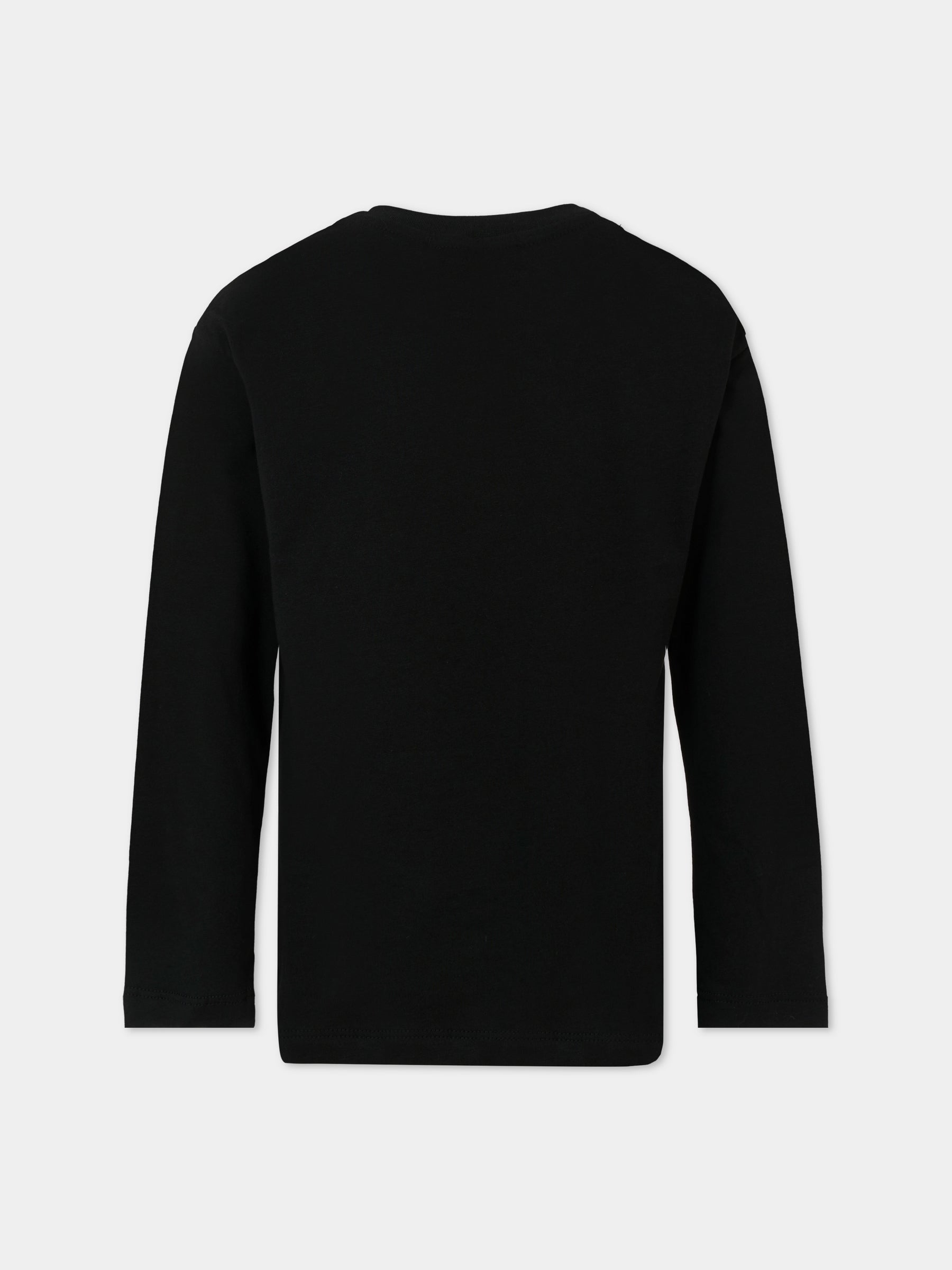 T-shirt nera per bambina con logo rosa,Msgm Kids,F5MSJUTH008 110/83