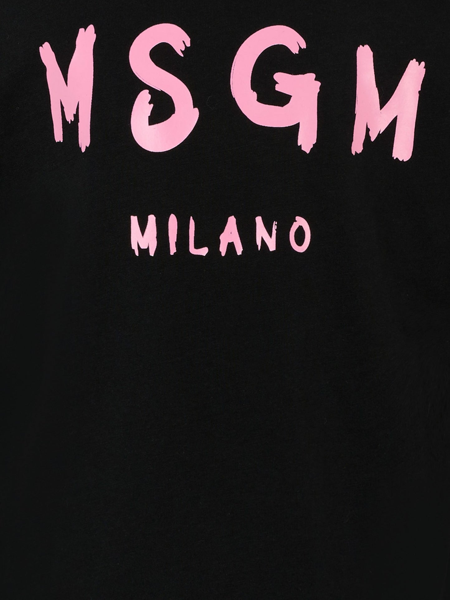T-shirt nera per bambina con logo rosa,Msgm Kids,F5MSJUTH008 110/83