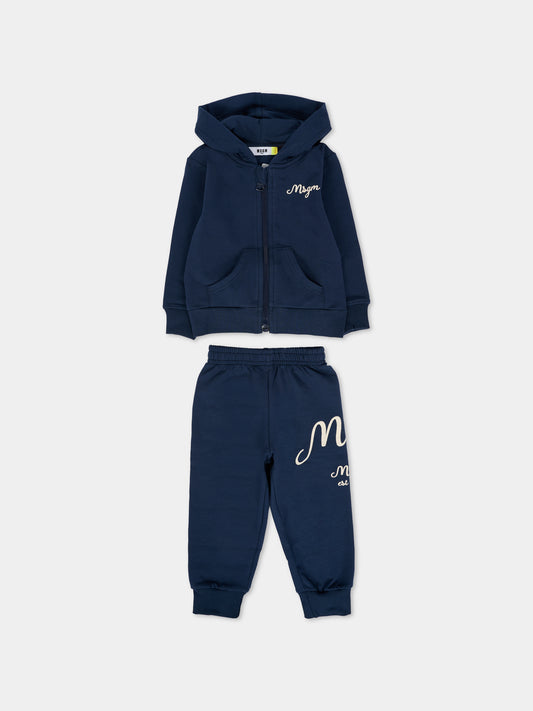 Completo blu per neonato con logo bianco,Msgm Kids,F5MSNBSF296 MS032