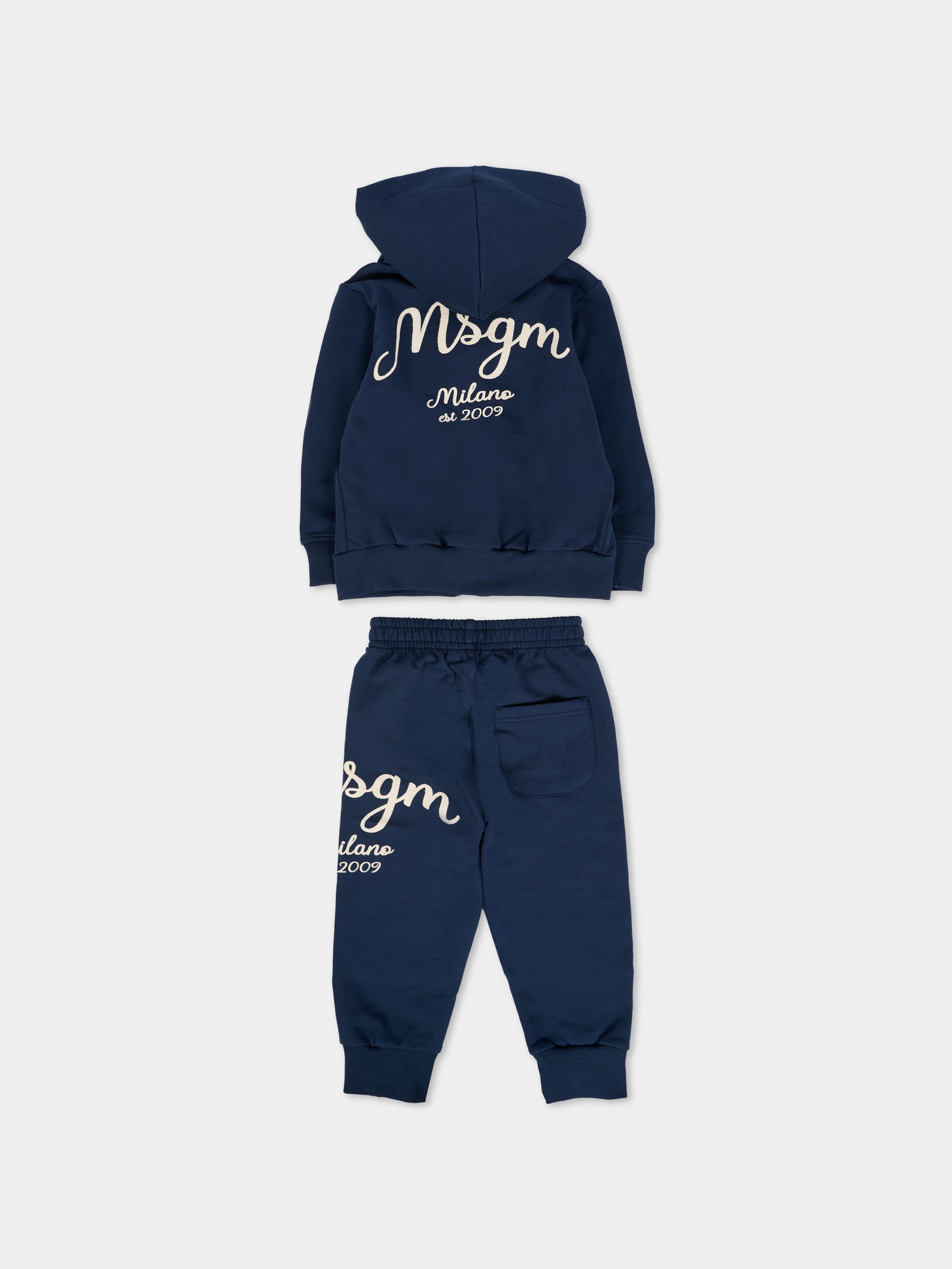 Completo blu per neonato con logo bianco,Msgm Kids,F5MSNBSF296 MS032